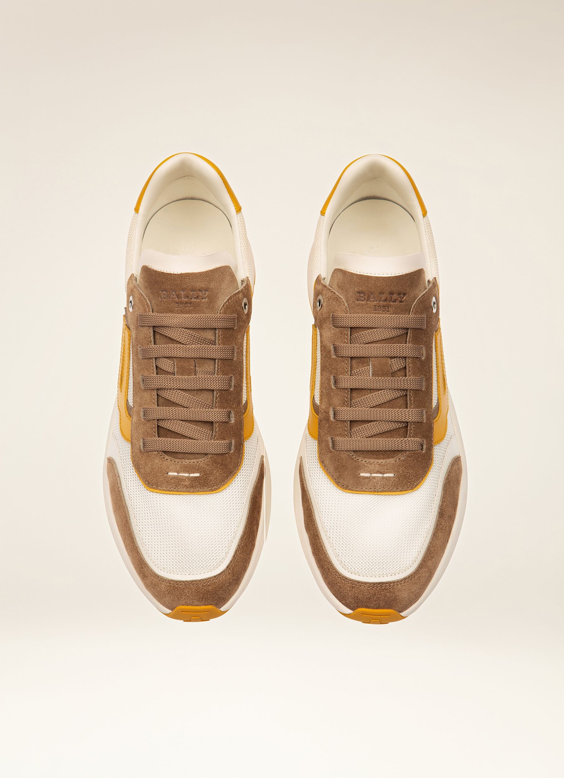 Demmy Sneakers En Maille Et Cuir Taupe Et Blanc - Homme - Bally - 04