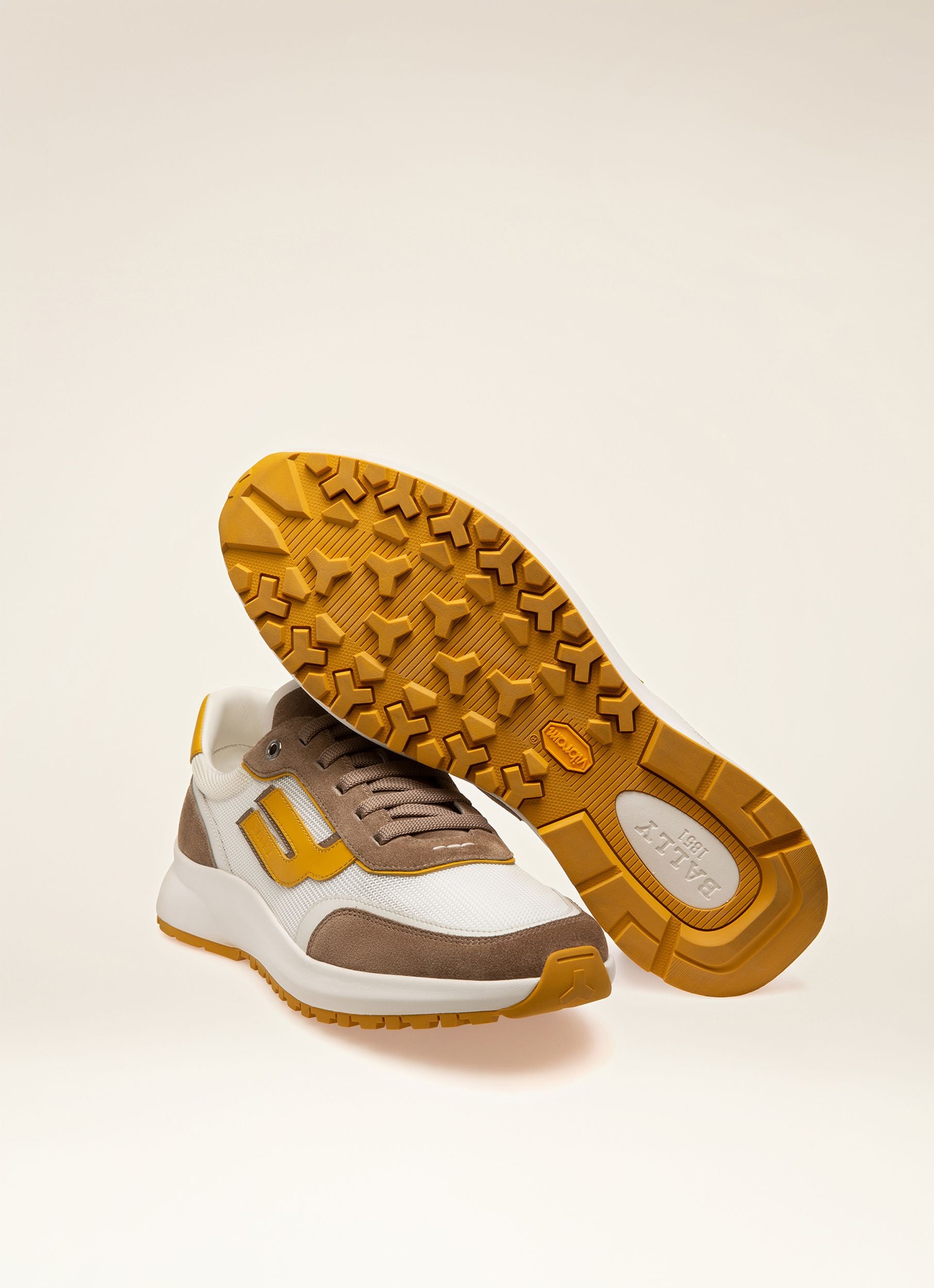Demmy Sneakers En Maille Et Cuir Taupe Et Blanc - Homme - Bally - 07