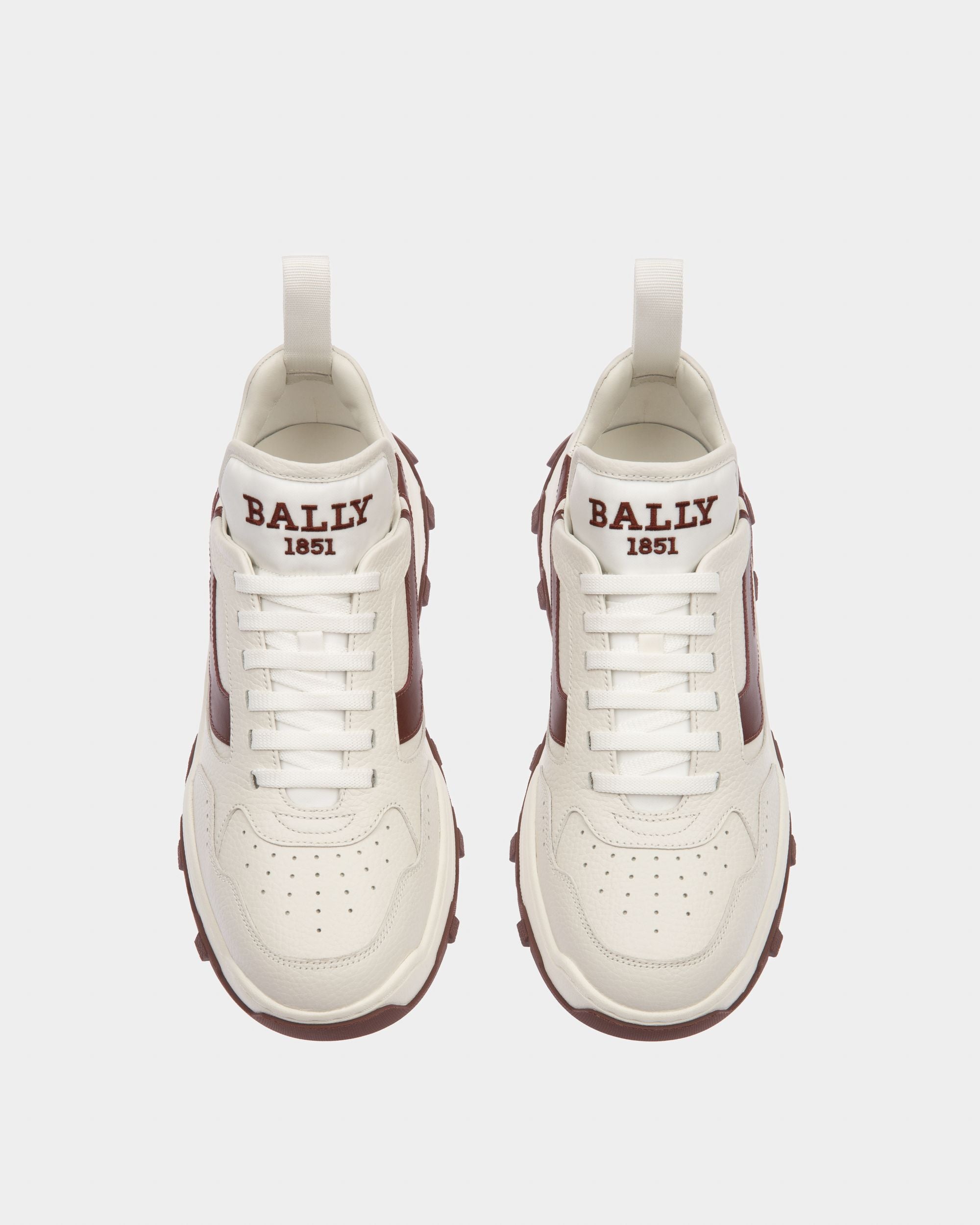Holden Sneakers In Pelle E Tessuto Bianco E Rosso Antico - Uomo - Bally - 02