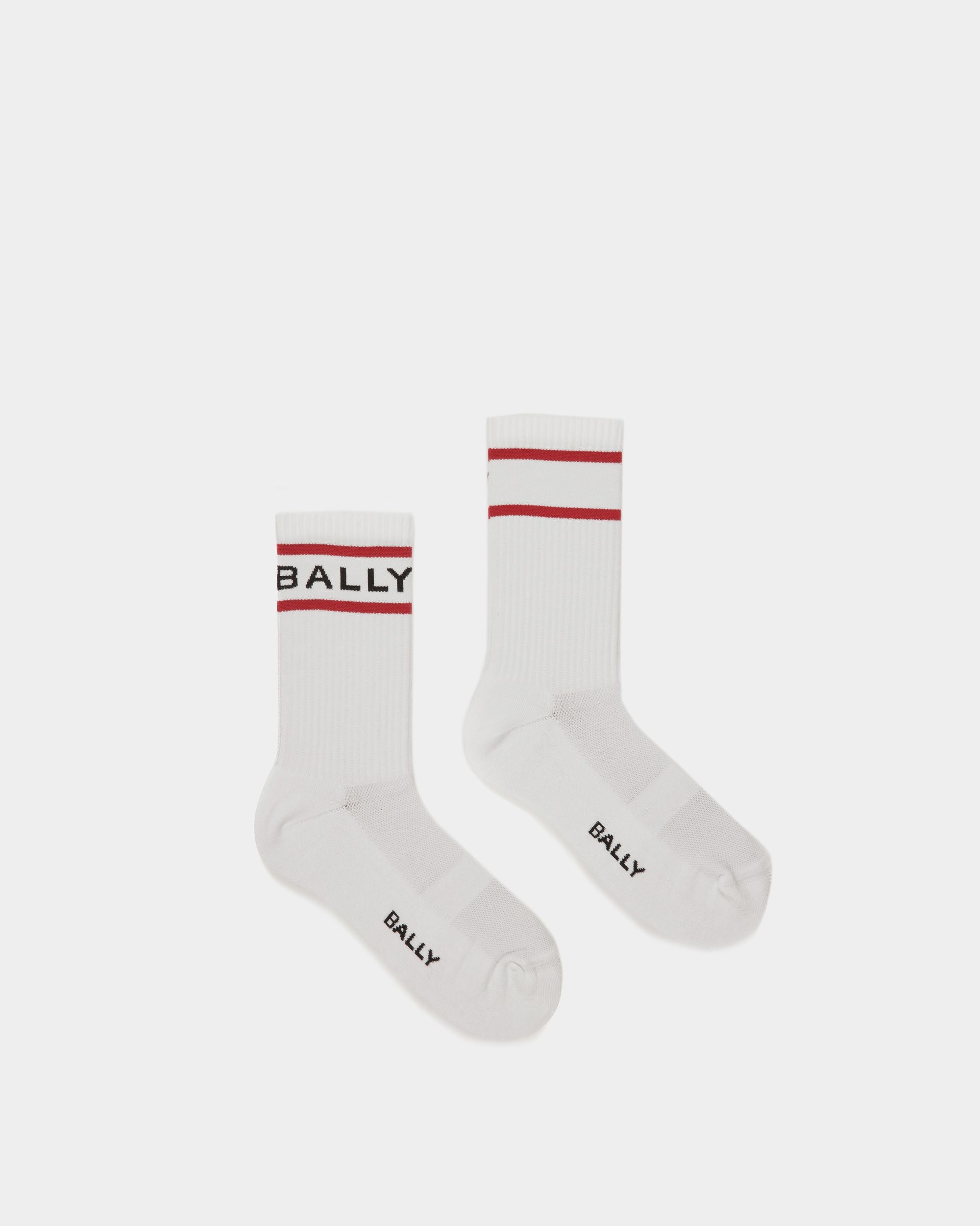 Chaussettes à rayures Bally En blanc et rubis profond - Homme - Bally - 01