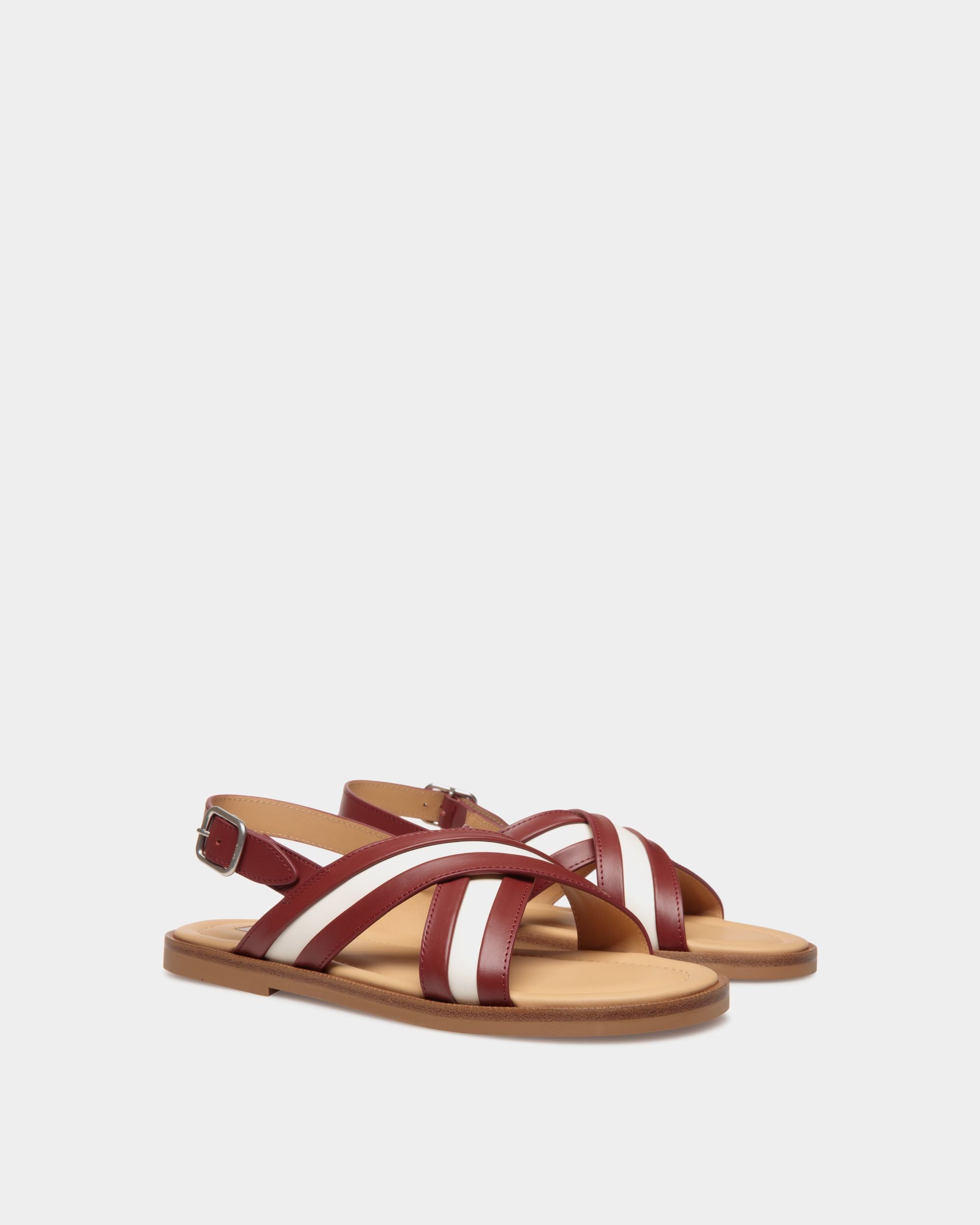 Sandale Glide En Cuir Rouge Et Blanc - Homme - Bally - 02