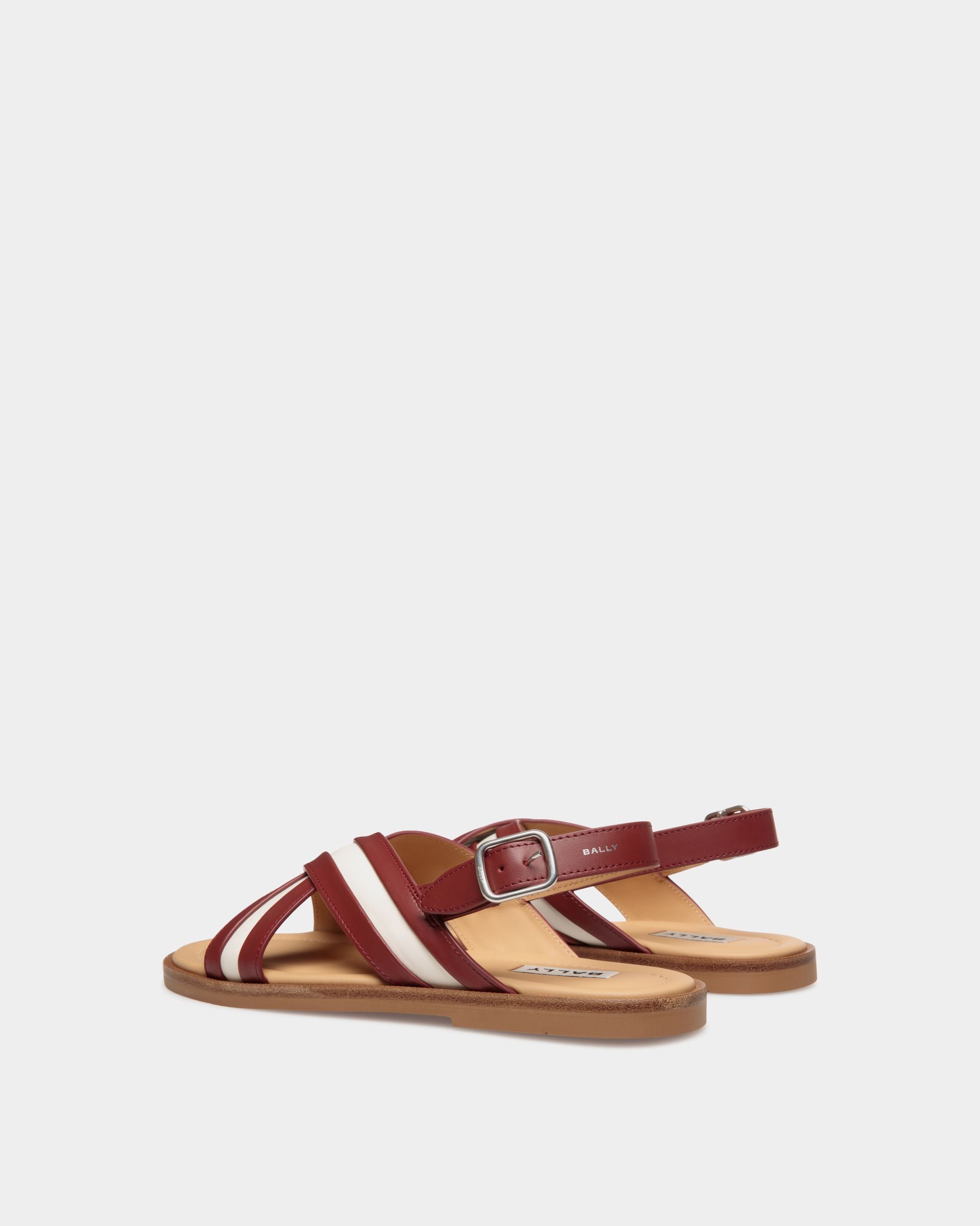 Glide Sandal In Red and White Leather - Men's - Bally - 03