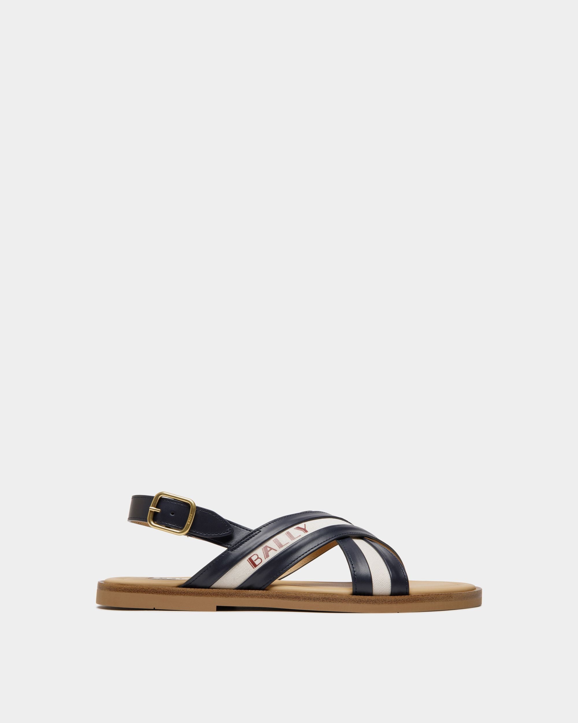 Sandalo Summer Capsule In Navy Blue, Pelle E Tela Naturale - Uomo - Bally - 01