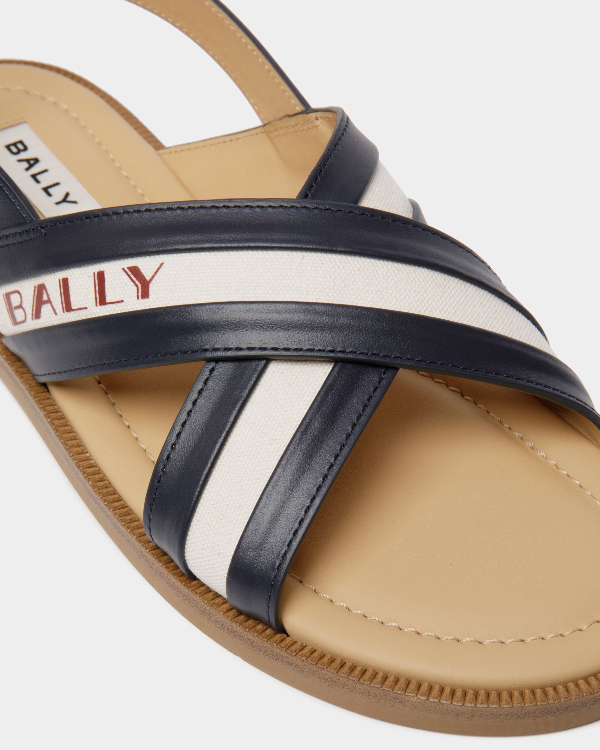 Sandalo Summer Capsule In Navy Blue, Pelle E Tela Naturale - Uomo - Bally - 04