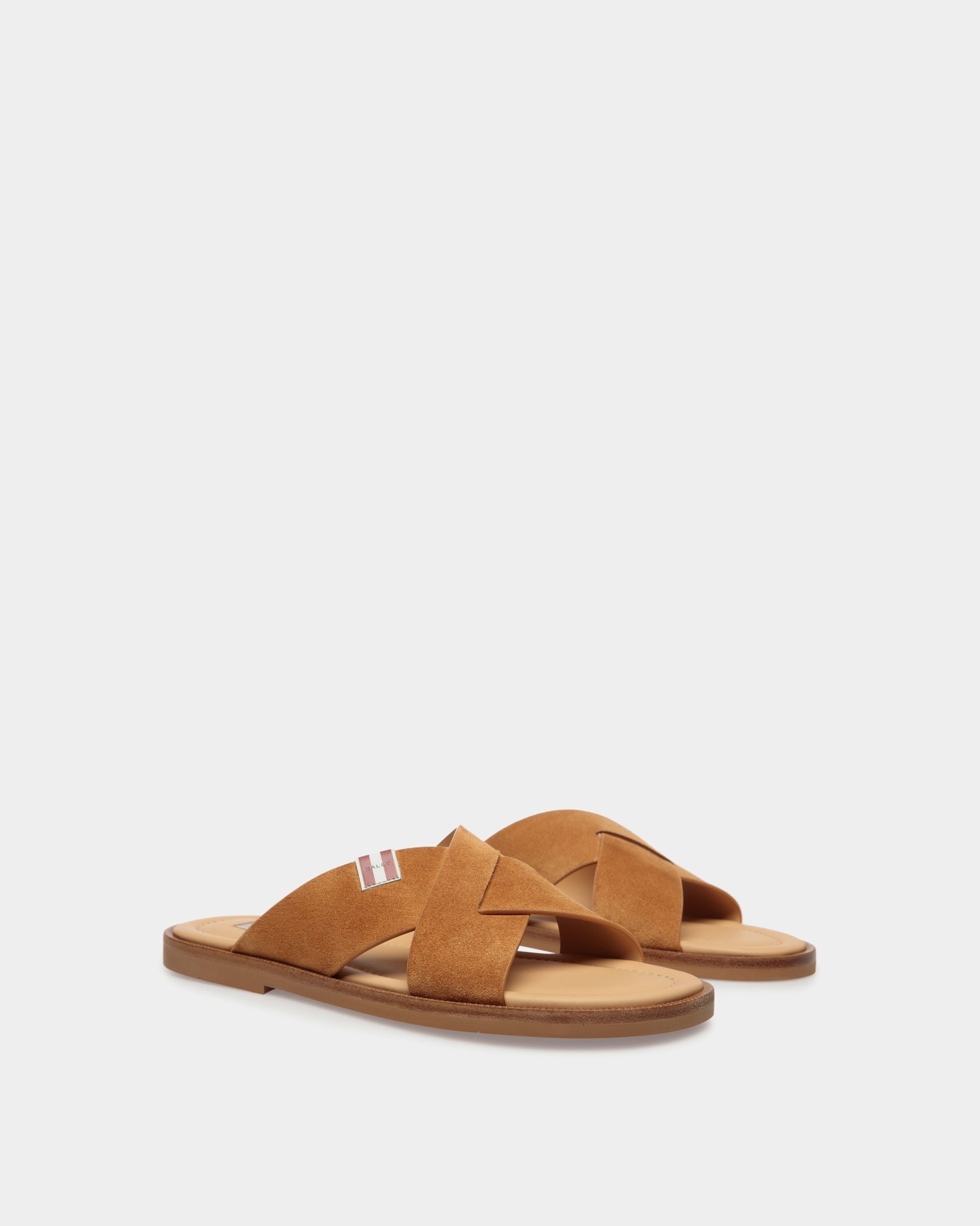 Sandalo Glide In Pelle Scamosciata Marrone - Uomo - Bally - 02