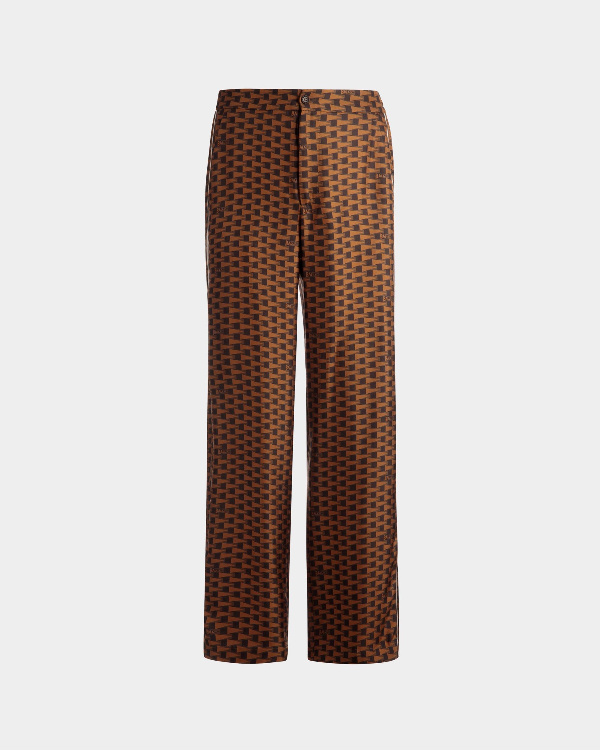 Hose mit Pennant-Print | Hose für Herren | Braune Seide | Bally | Still Life Vorderseite