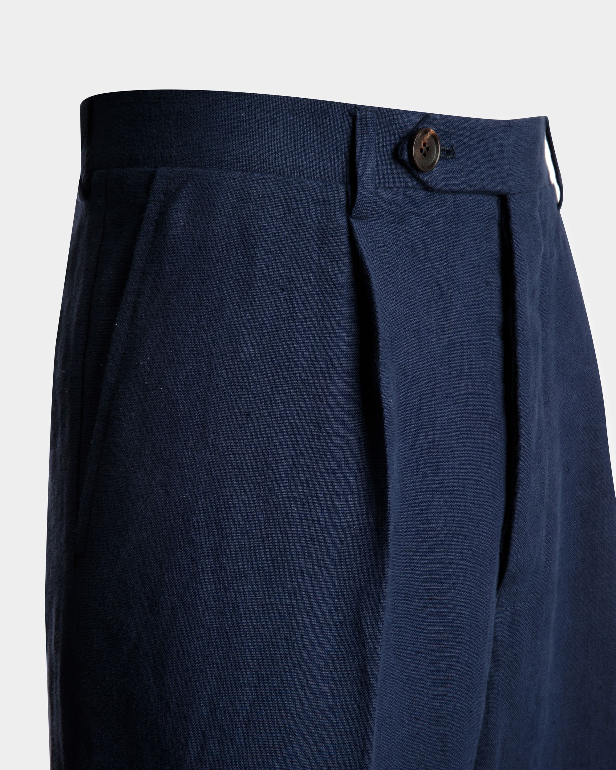 Pantalon En Lin Navy Blue - Homme - Bally - 02