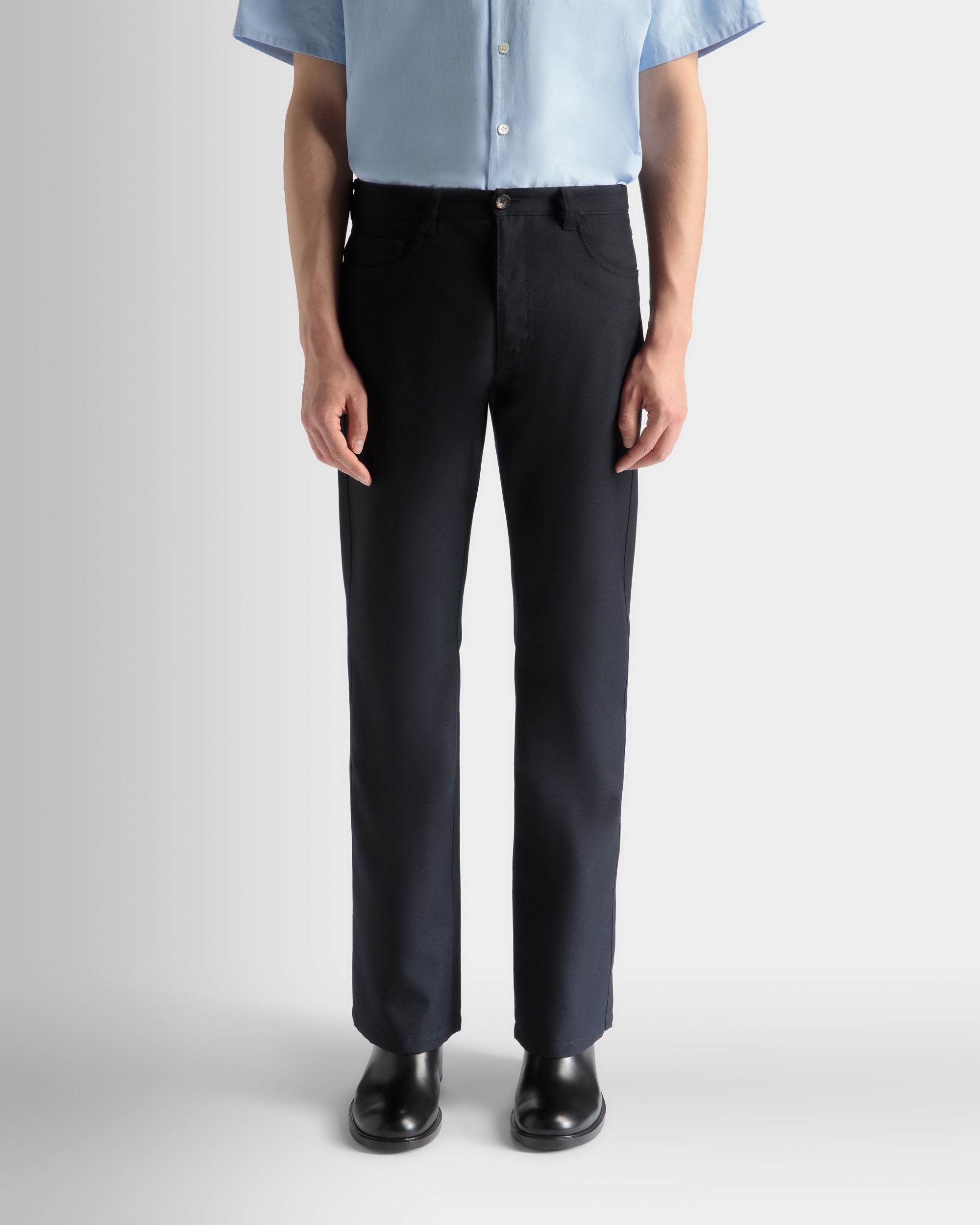 Pants in Navy Blue Wool Blend - Men's - Bally - 03
