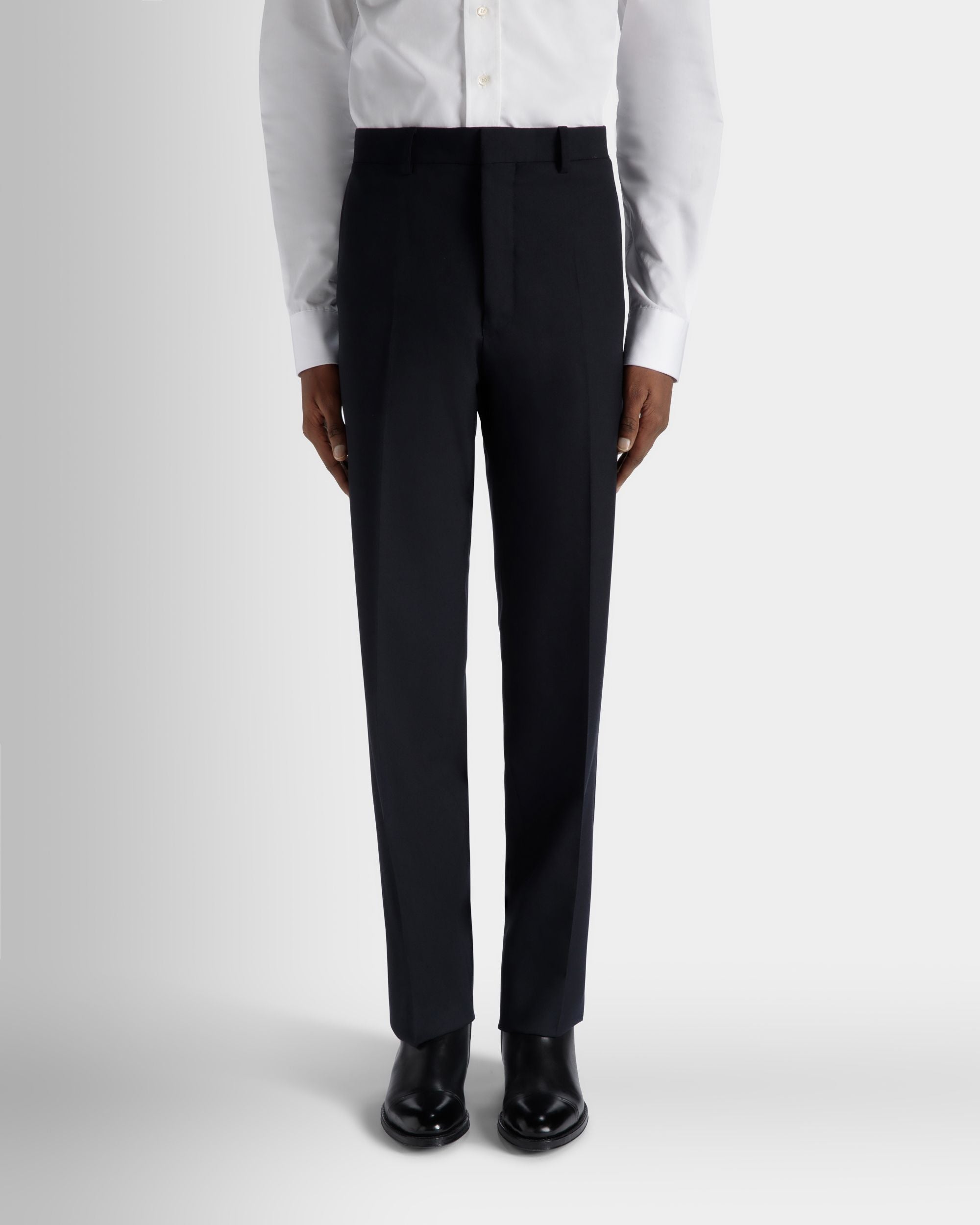 Faltenhose Aus Wolle In Navy Blue Aus Der Adrien Brody Travel-Kollektion - Herren - Bally - 03