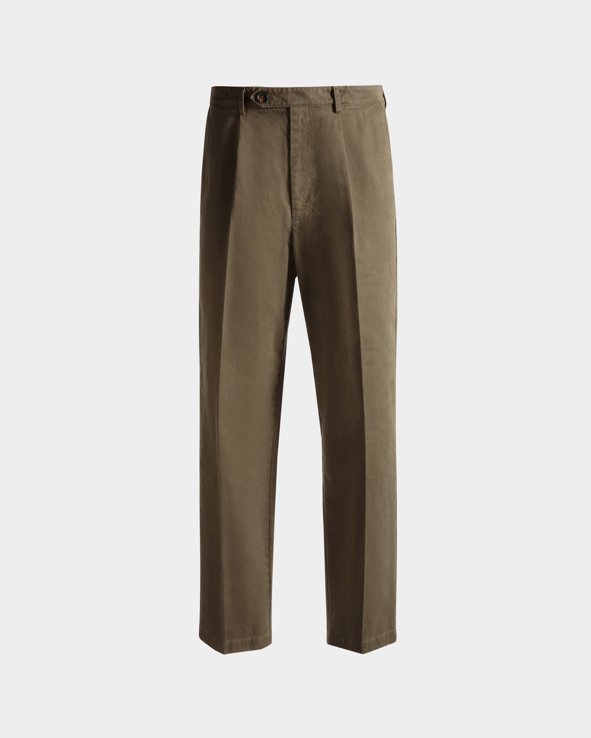 Pantalon À Pinces Classique Pour Homme En Coton Military Green - Homme - Bally - 01