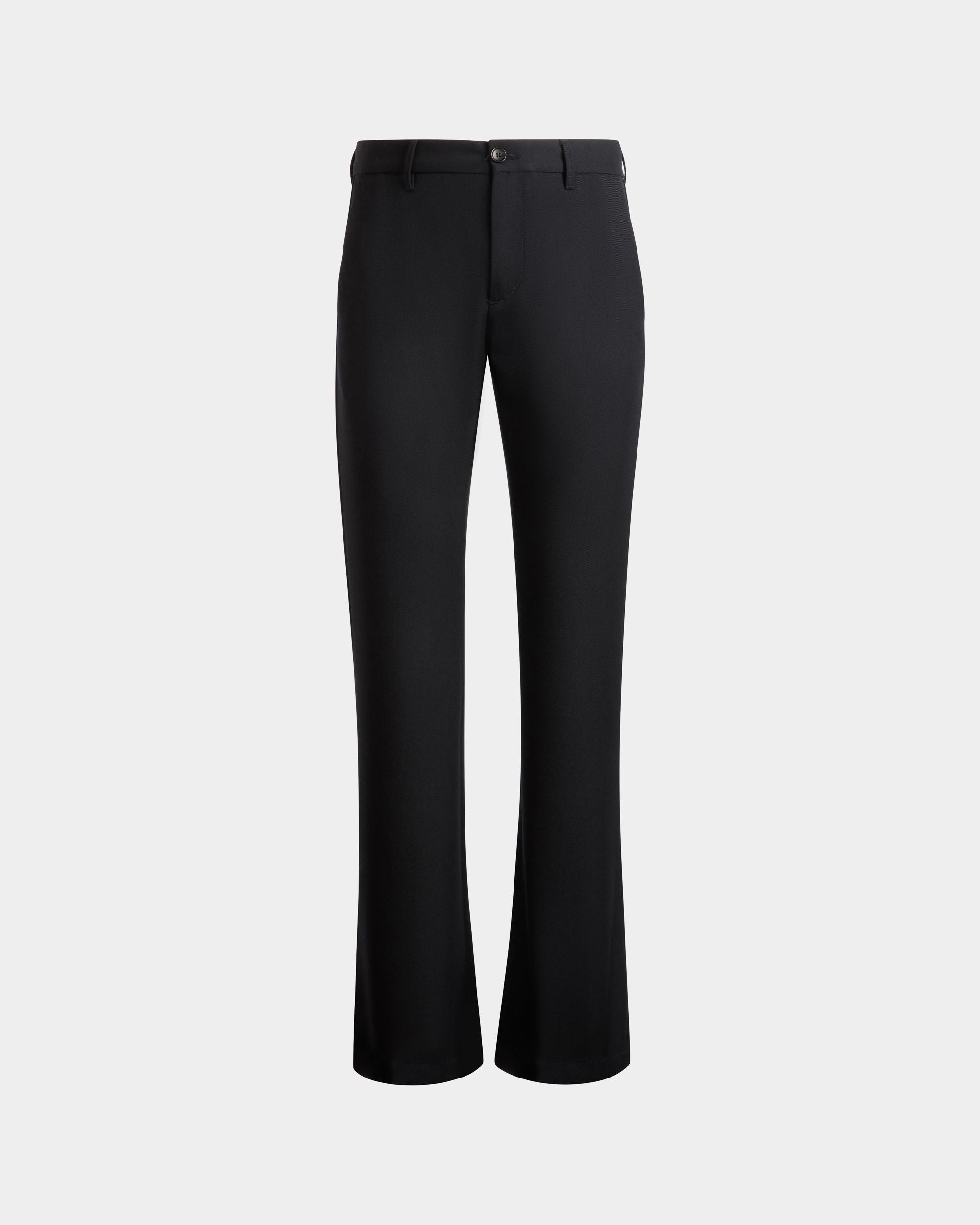 Flared Pants In Navy Blue Wool - Men's - Bally - 01