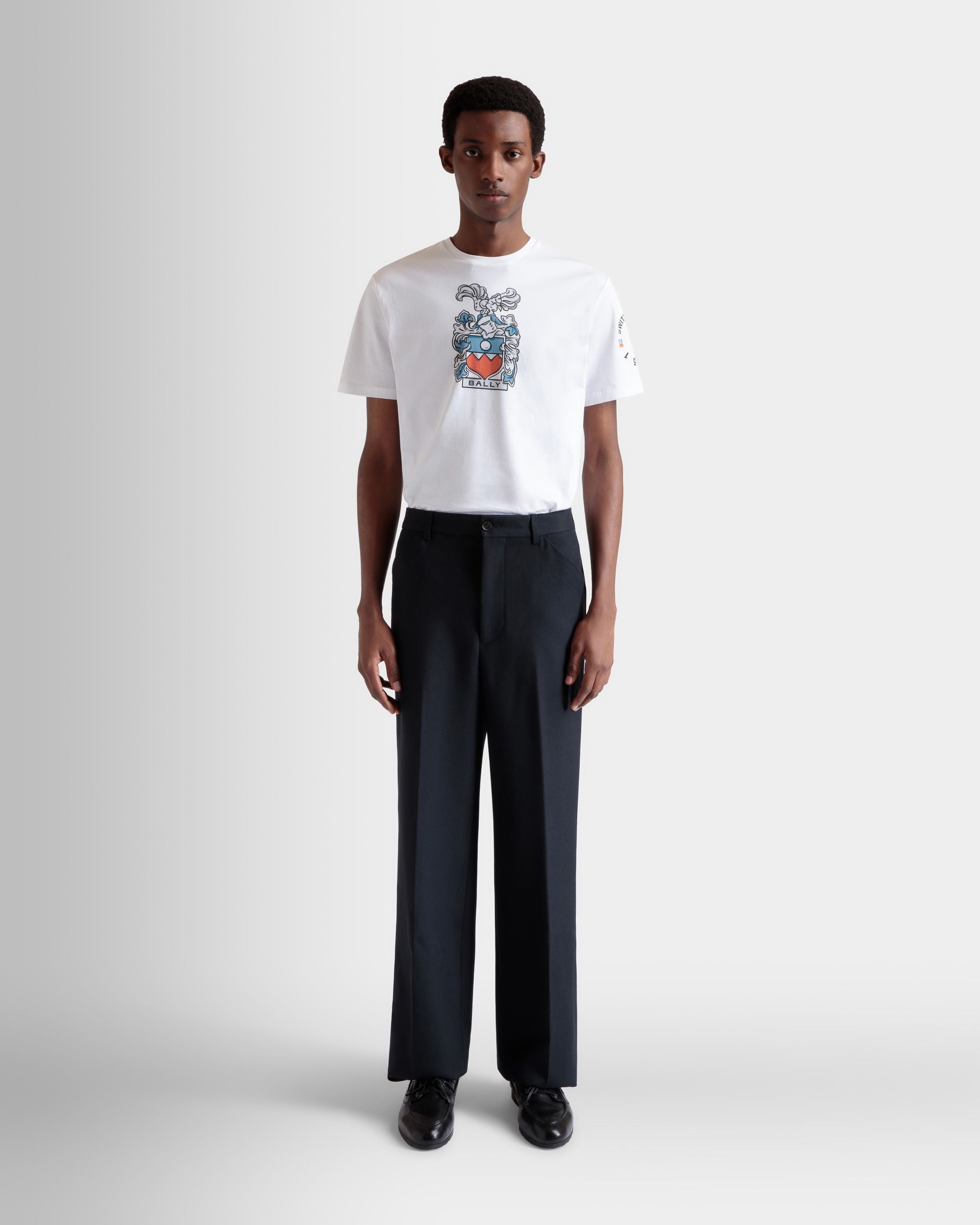 Flared Pants In Navy Blue Wool - Men's - Bally - 02