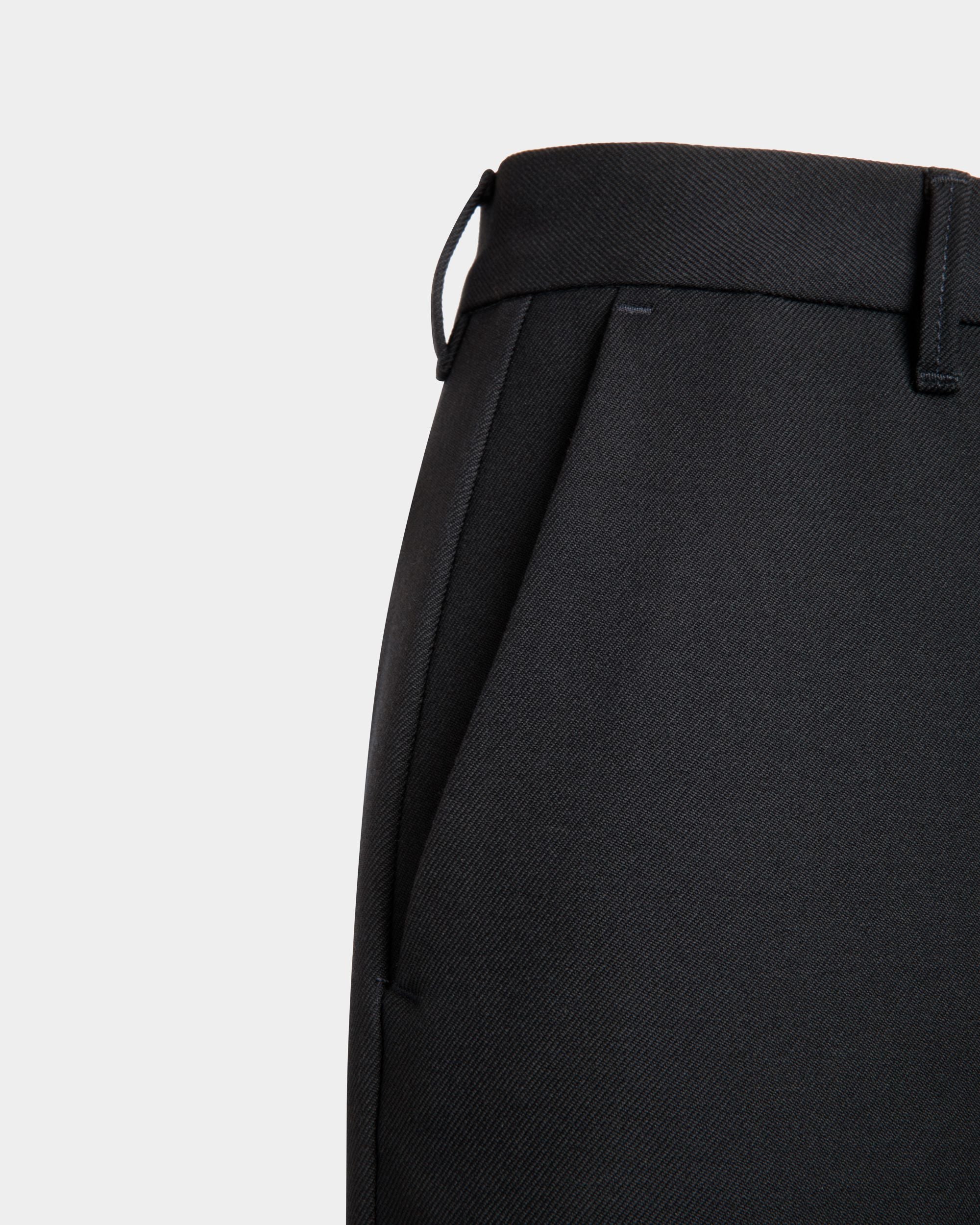Flared Pants In Navy Blue Wool - Men's - Bally - 04