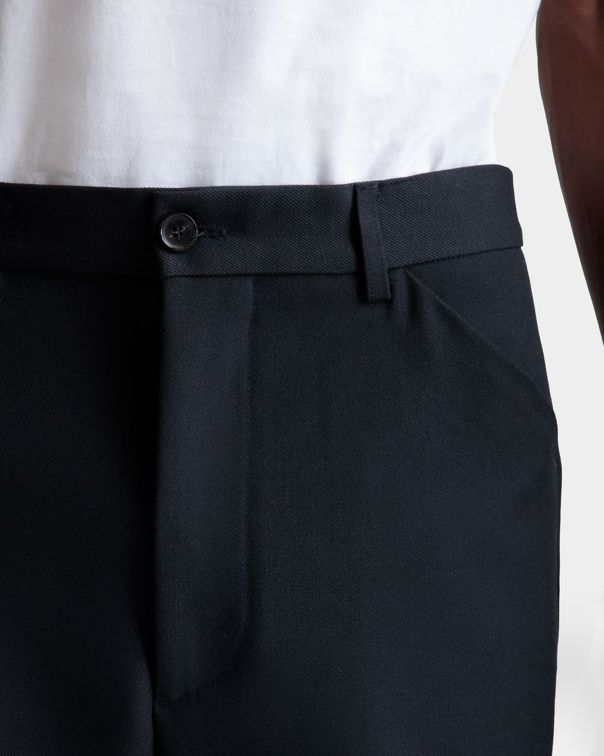 Flared Pants In Navy Blue Wool - Men's - Bally - 08