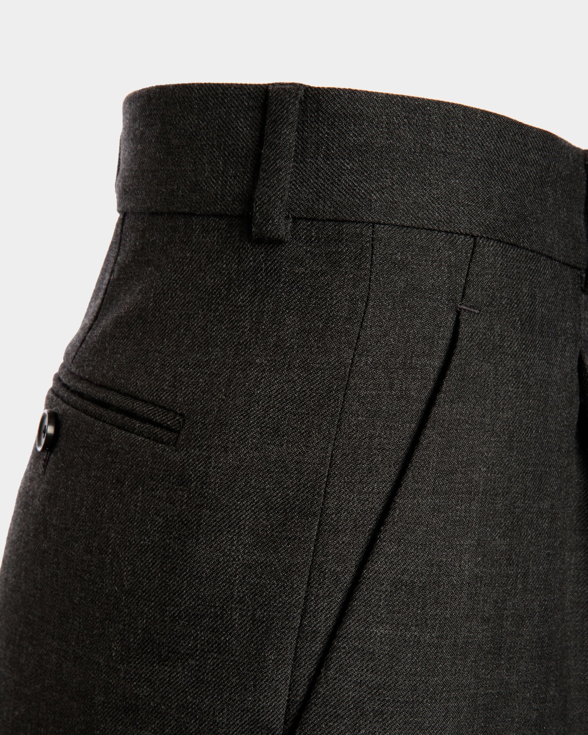 Pleated Pants In Grey Melange Wool Blend - Men's - Bally - 02