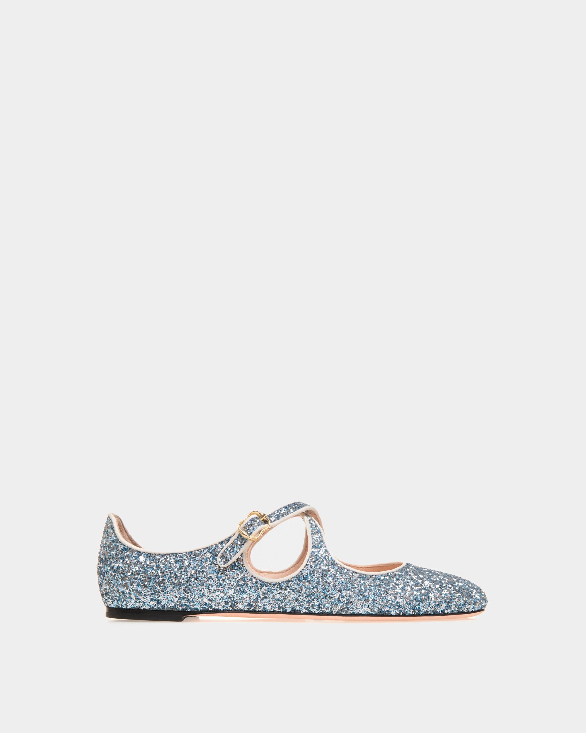 Ballyrina Flat In Light Blue Glitter - Women's - Bally - 01
