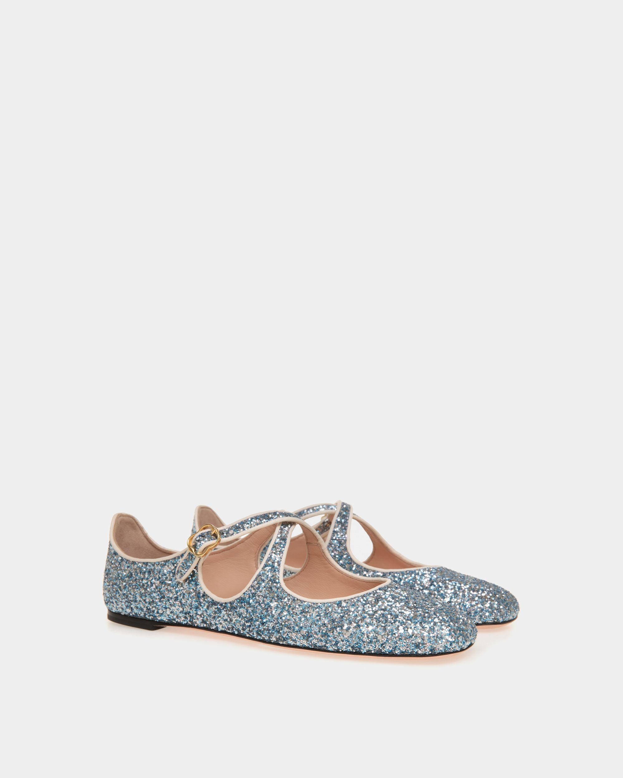 Ballyrina Flat In Light Blue Glitter - Women's - Bally - 02
