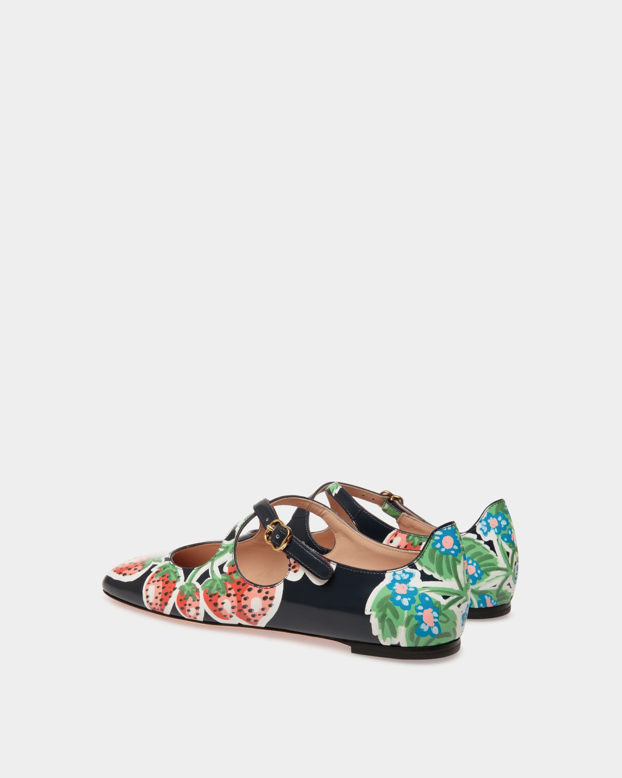 Ballyrina Flat Aus Bedrucktem, Gebürstetem Leder In Strawberry - Damen - Bally - 04
