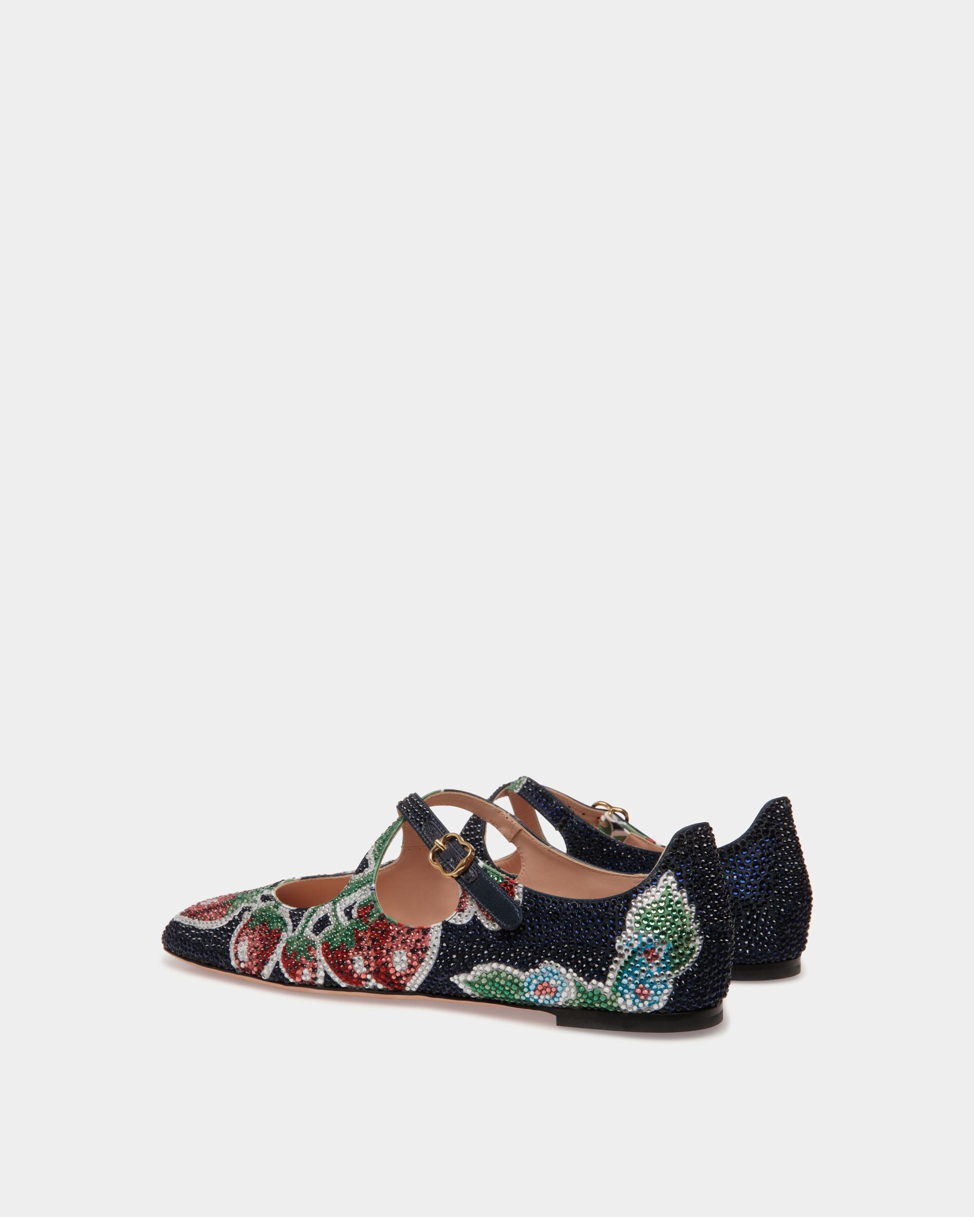 Ballyrina Ballerina Aus Bedrucktem Stoff In Strawberry Mit Kristallen - Damen - Bally - 04