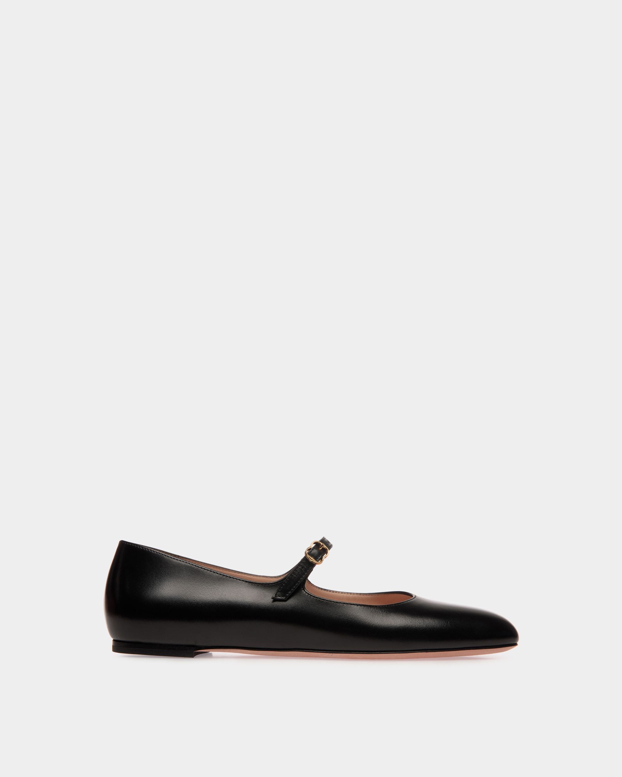 Ballyrina Flat In Black Leather - Women's - Bally - 01