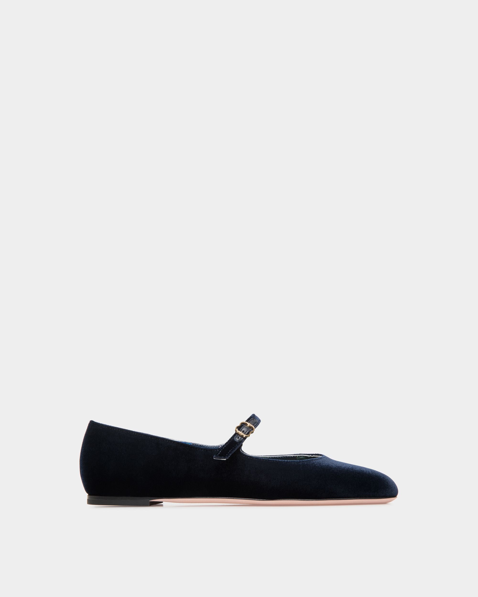 Ballyrina Ballerina Aus Samt In Navy Blue - Damen - Bally - 01