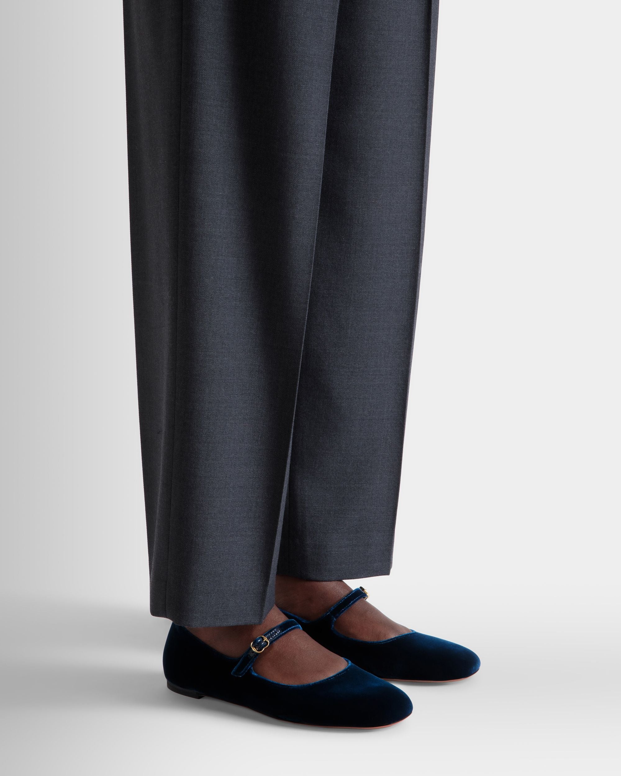 Ballyrina Ballerina Aus Samt In Navy Blue - Damen - Bally - 02