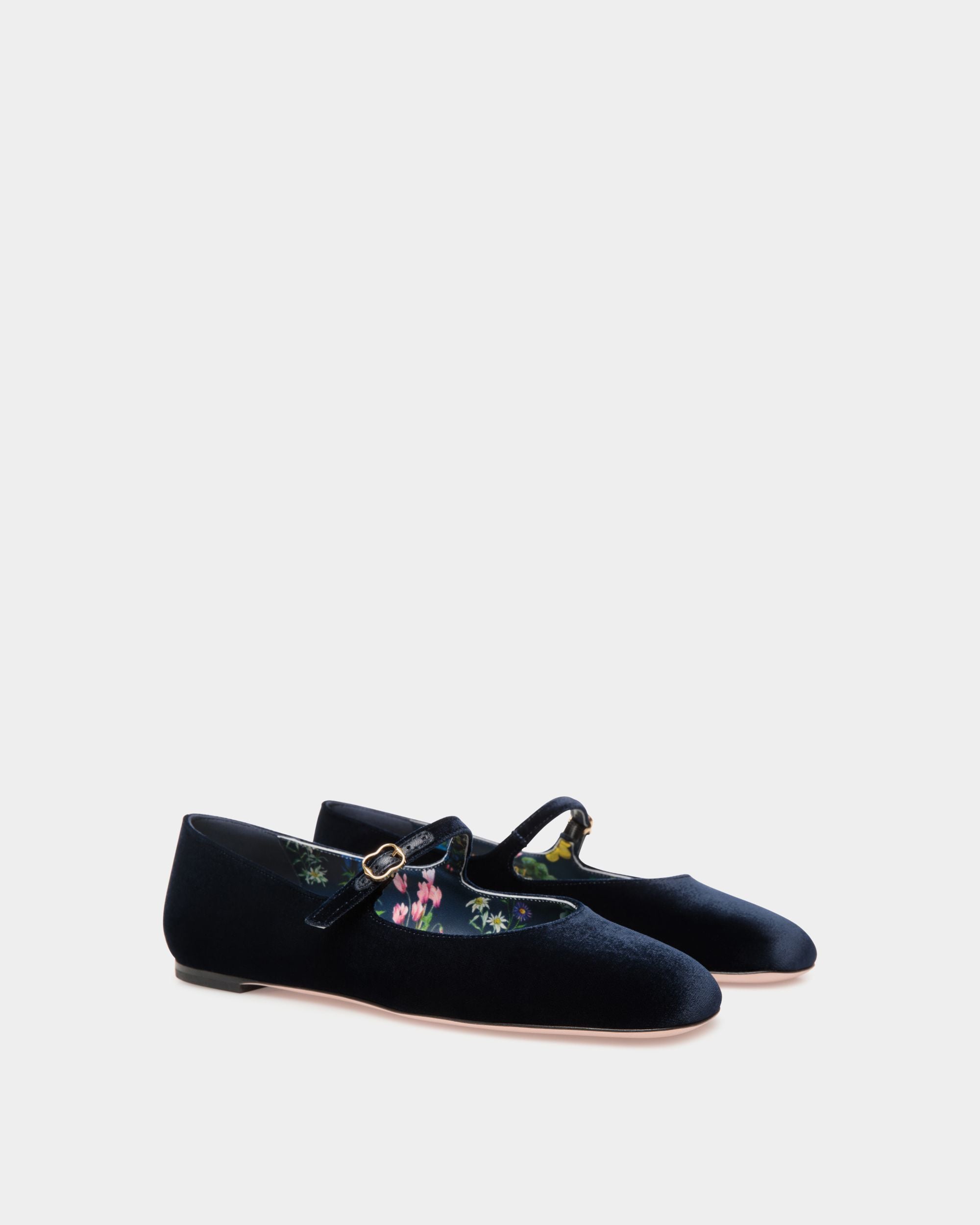Ballyrina Ballerina Aus Samt In Navy Blue - Damen - Bally - 03