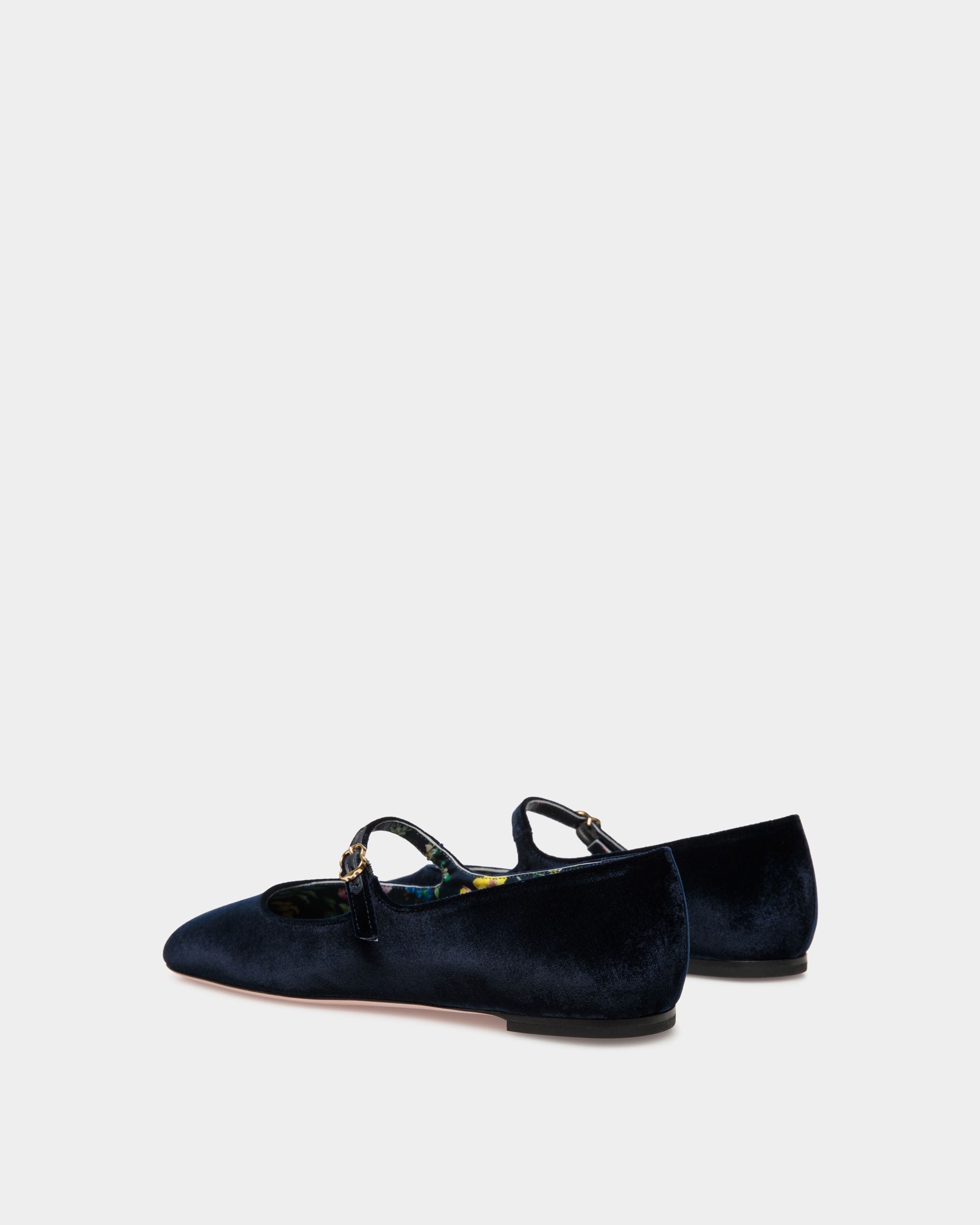 Ballyrina Ballerina Aus Samt In Navy Blue - Damen - Bally - 04