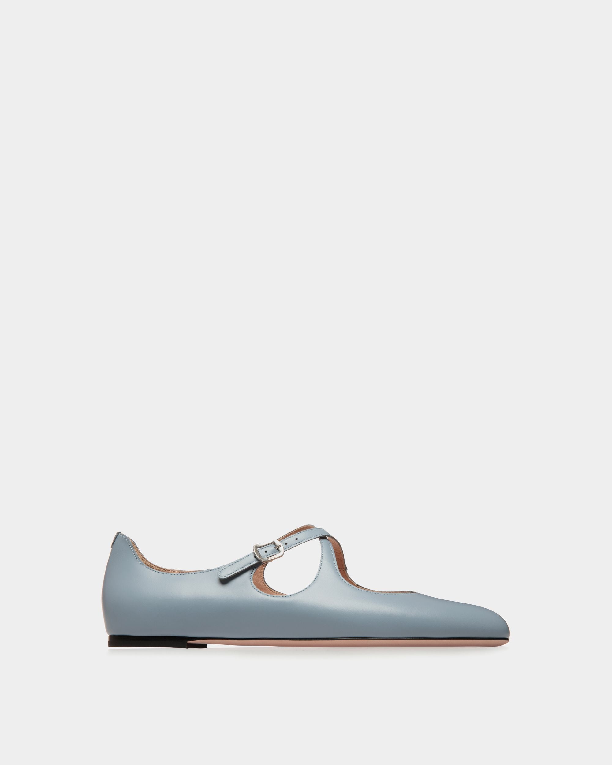 Ballyrina Flat in Light Blue Leather - Women's - Bally - 01