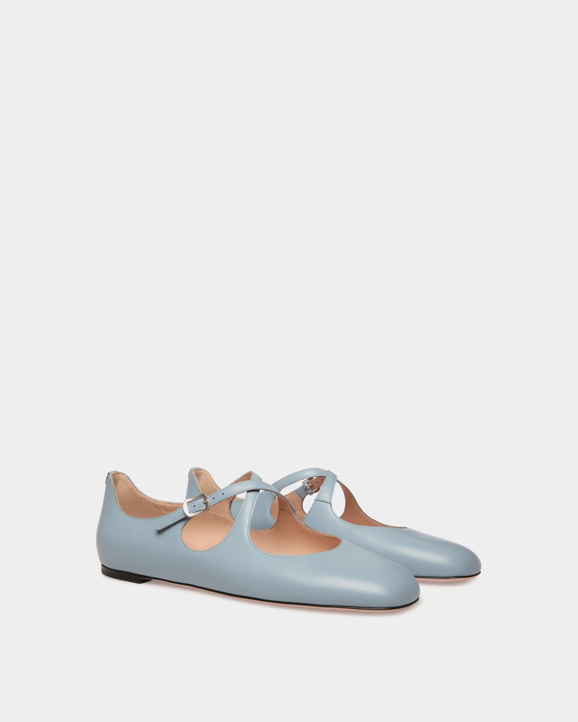 Ballyrina Flat in Light Blue Leather - Women's - Bally - 03