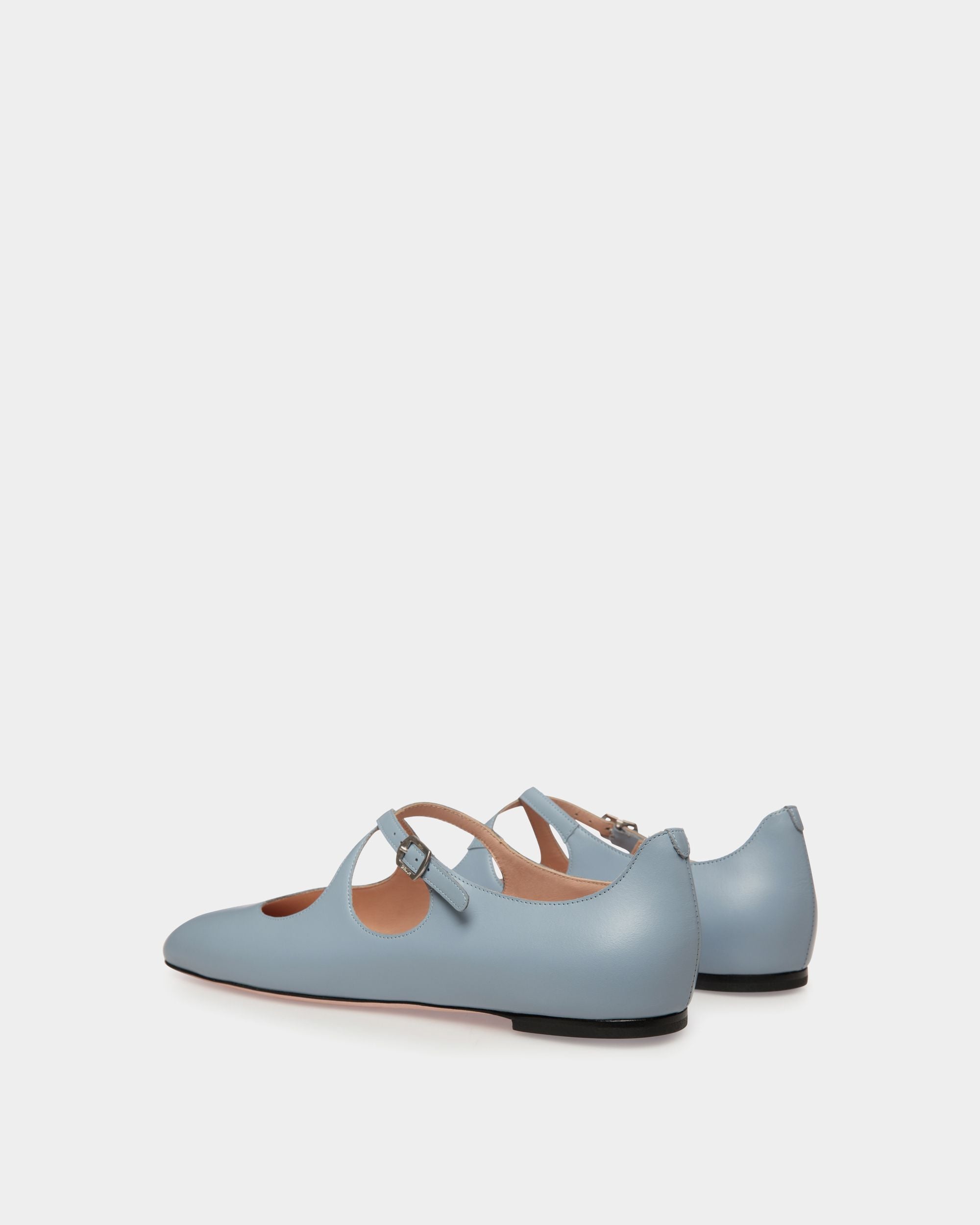 Ballyrina Flat in Light Blue Leather - Women's - Bally - 04
