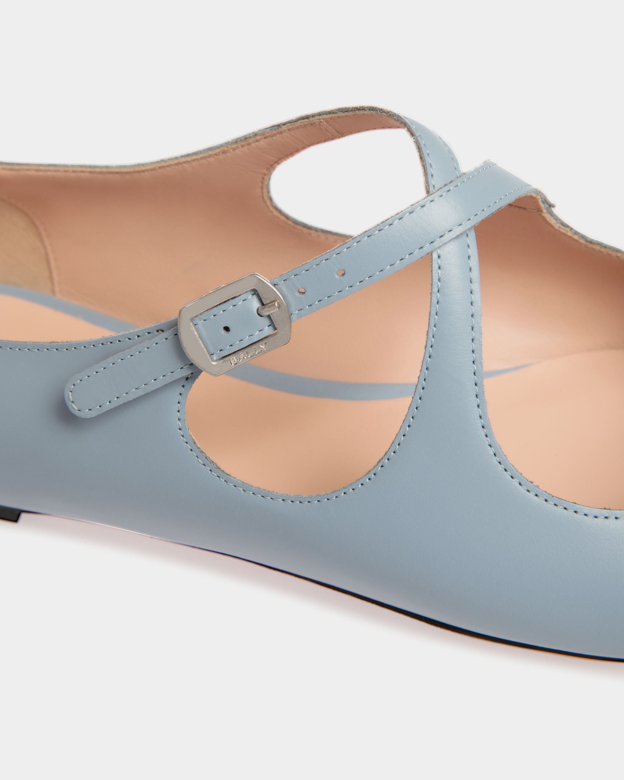 Ballyrina Flat in Light Blue Leather - Women's - Bally - 06