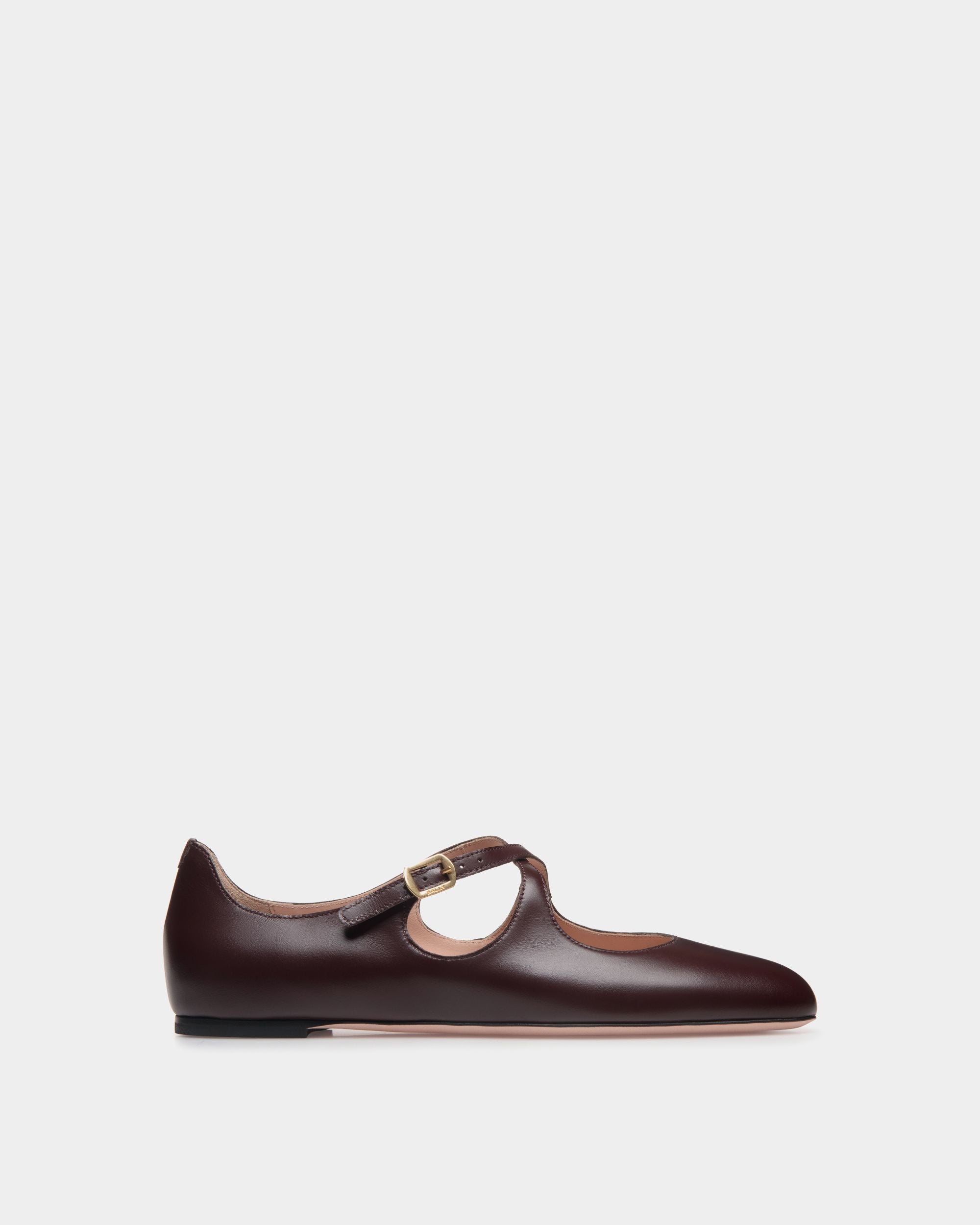 Ballyrina Flat in Deep Burgundy Leather - Women's - Bally - 01
