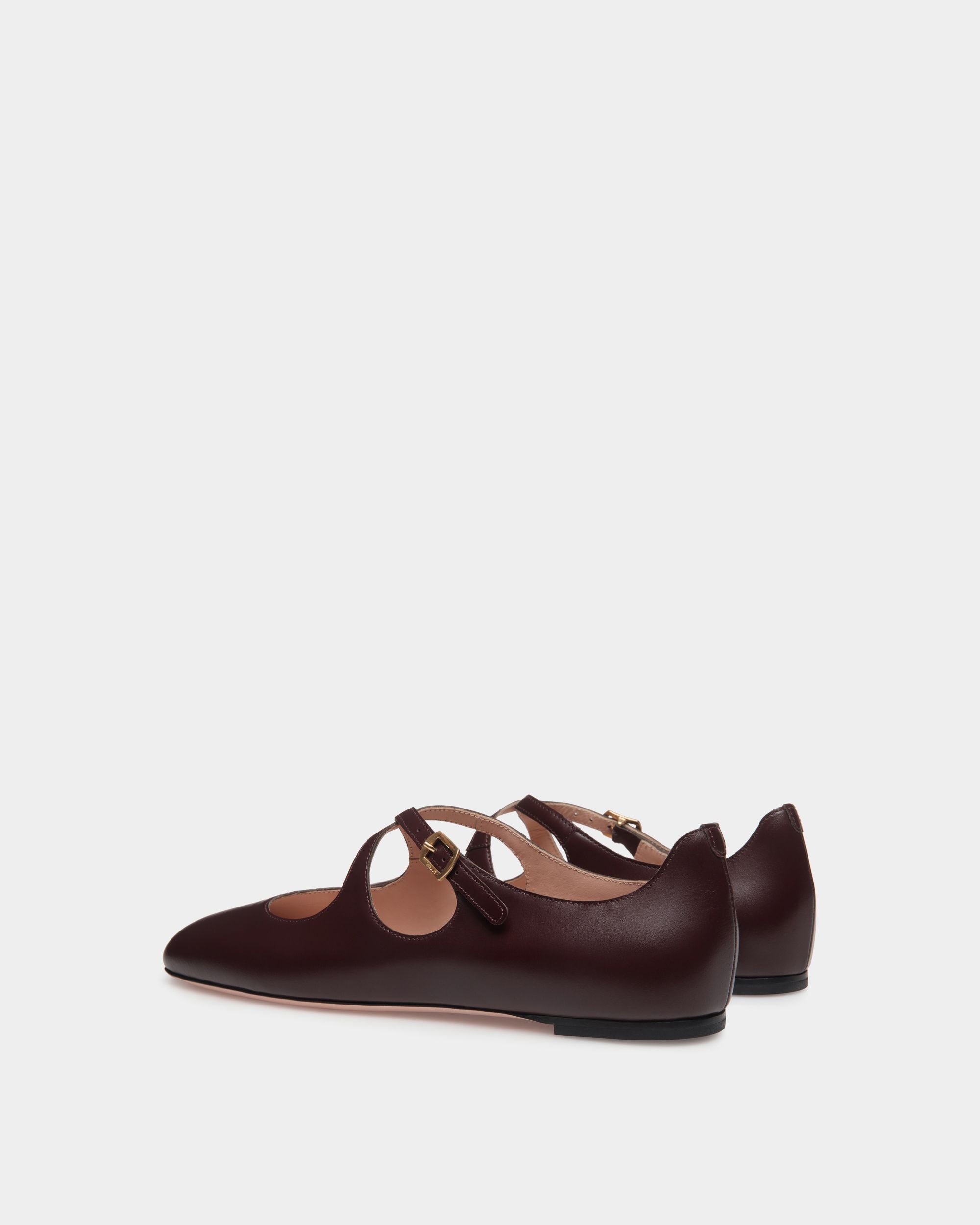 Ballyrina Flat in Deep Burgundy Leather - Women's - Bally - 04