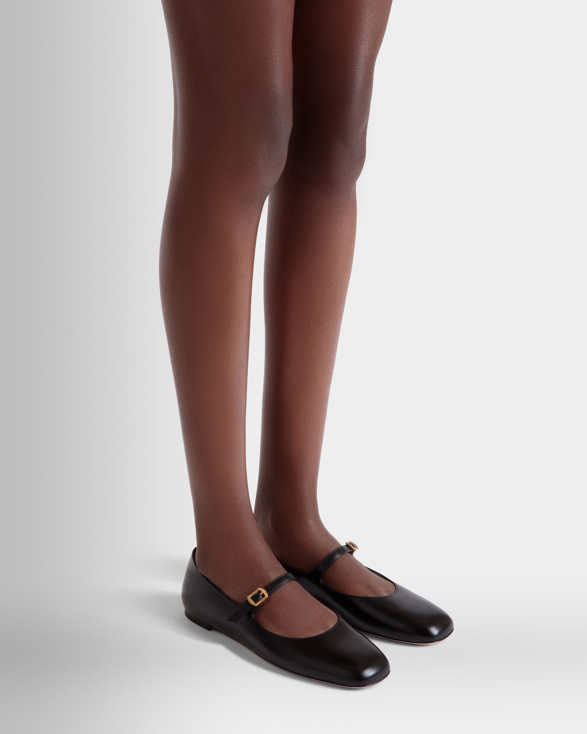 Chaussure À Talon Plat Ballyrina En Cuir Noir - Femme - Bally - 02