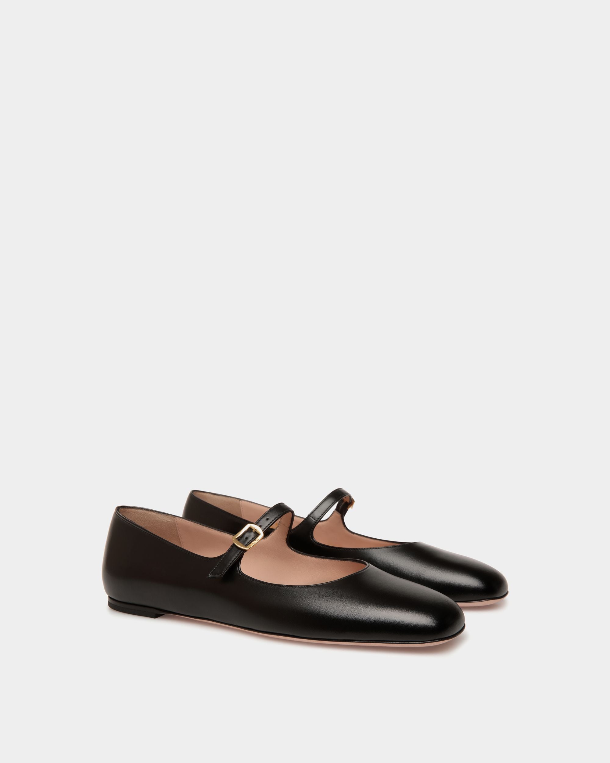 Chaussure À Talon Plat Ballyrina En Cuir Noir - Femme - Bally - 03