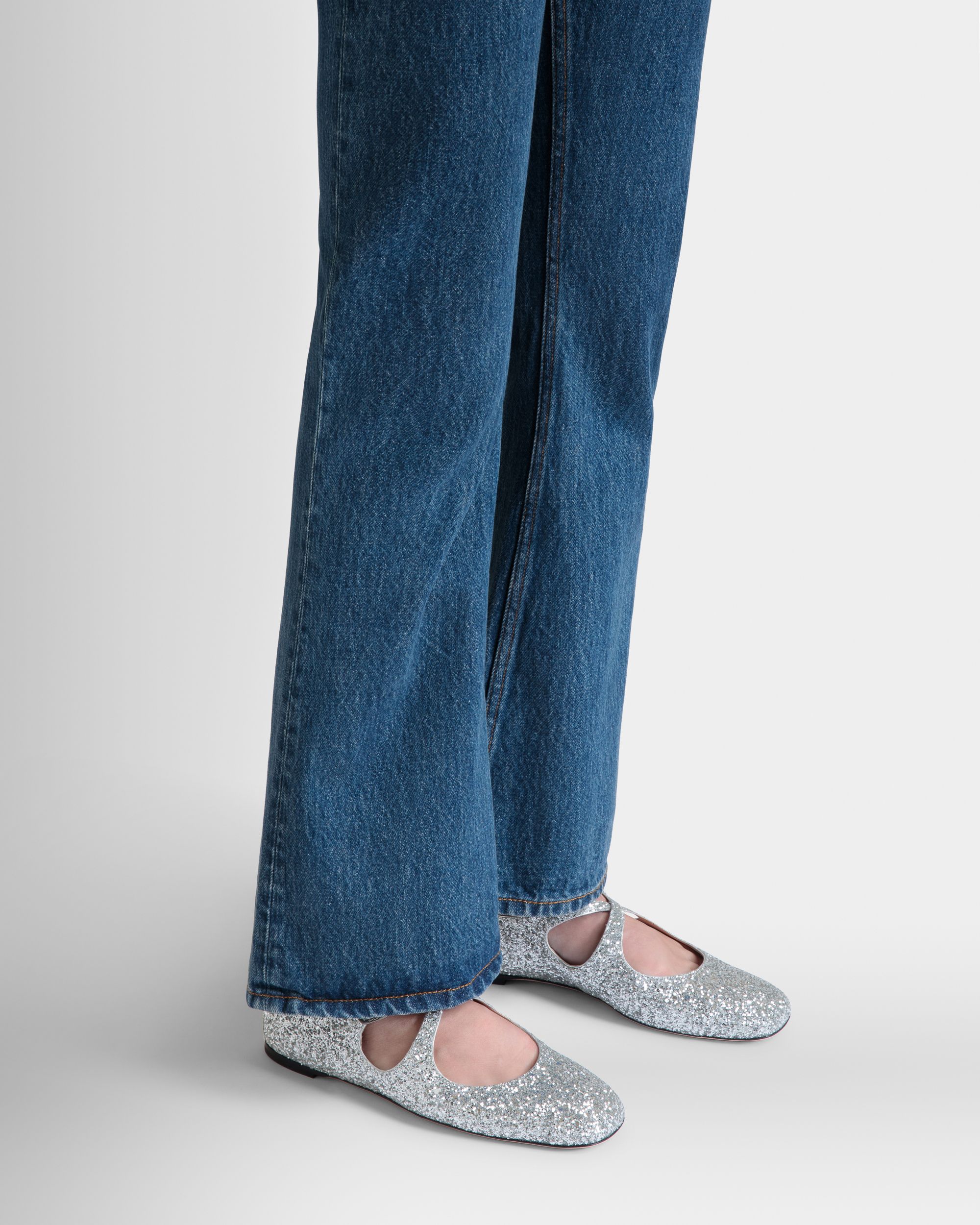 Ballyrina Flat in Silver Glitter - Women's - Bally - 02