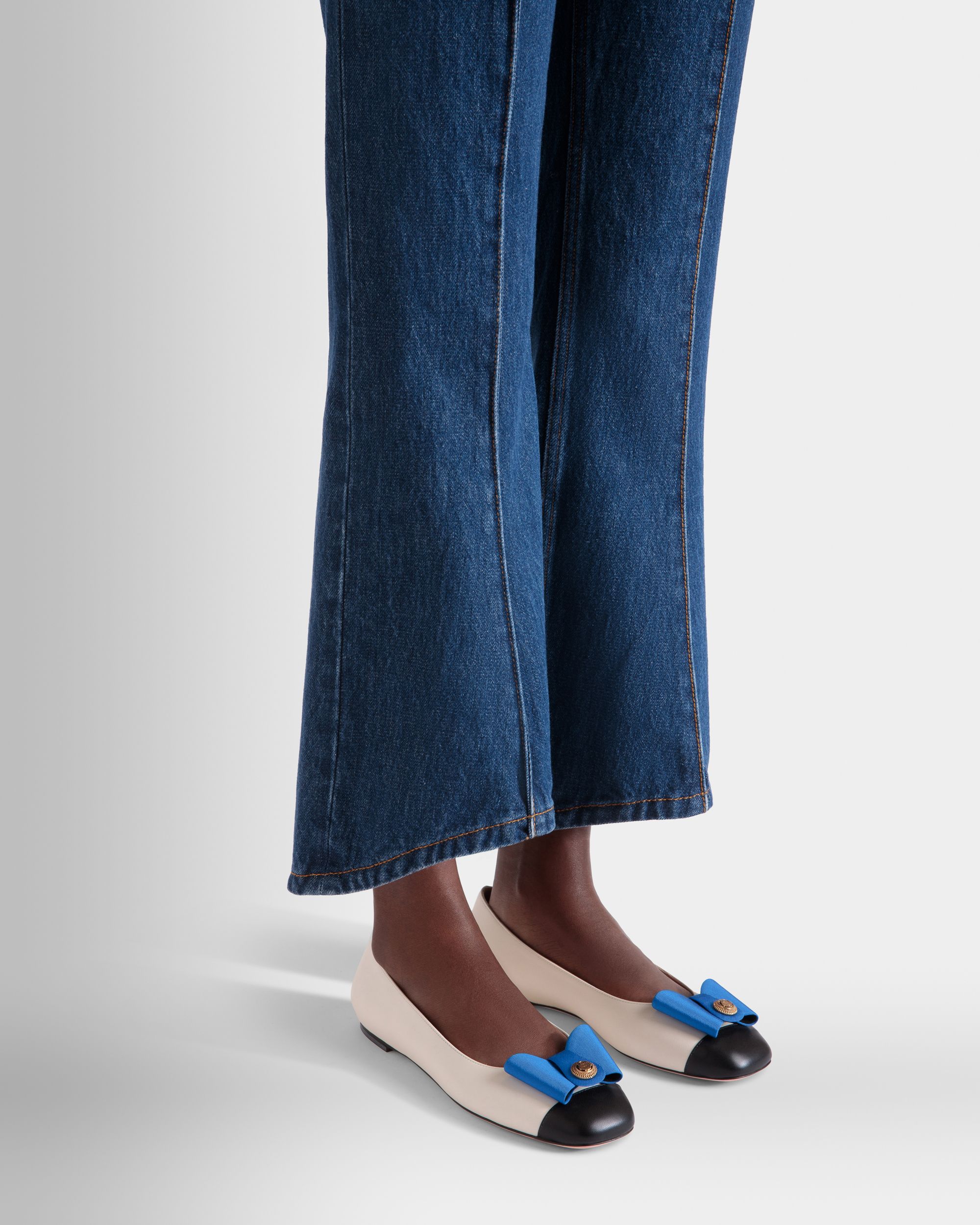 Ballerina B-Bow In Pelle Bianca E Nera - Donna - Bally - 02