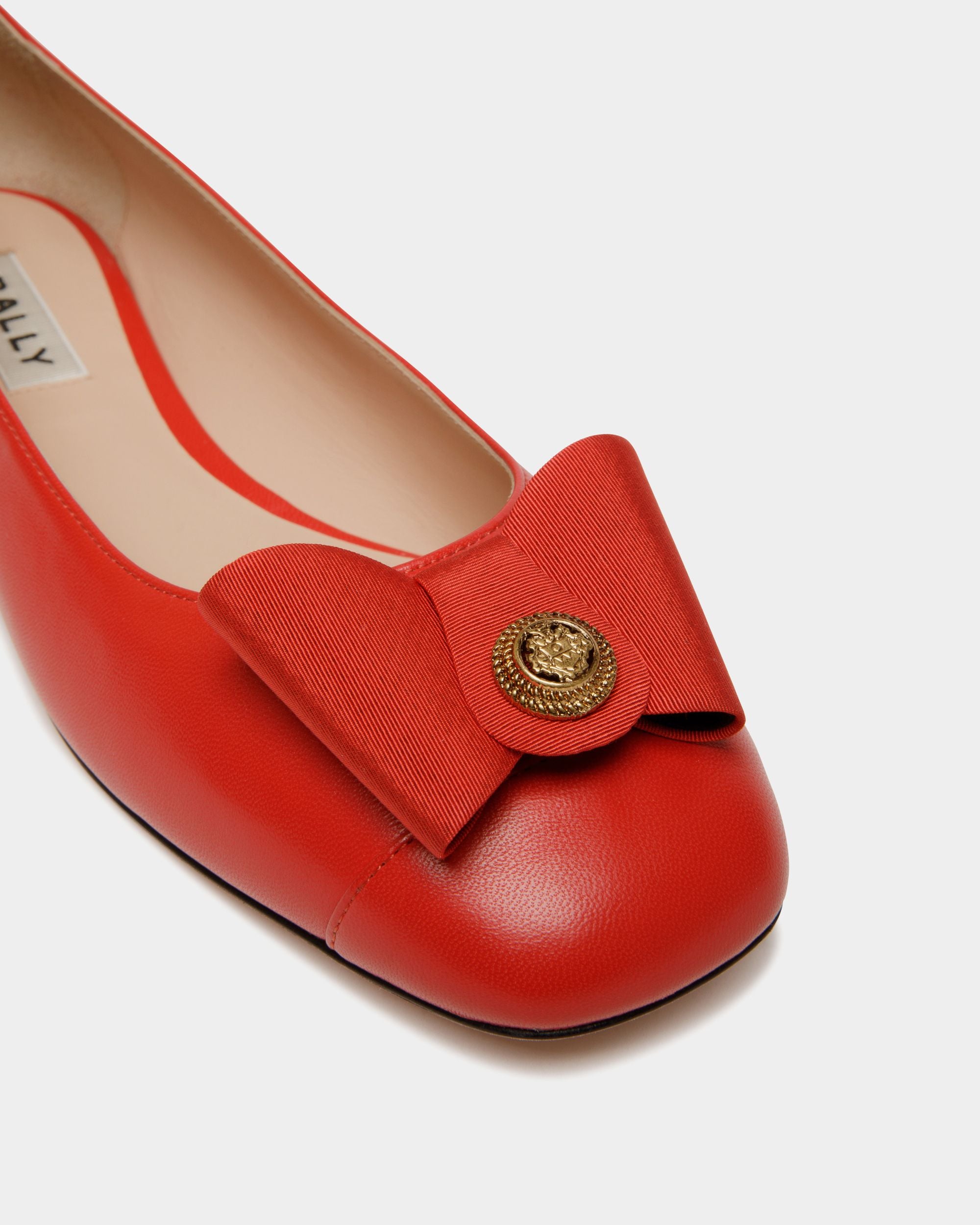B-Bow Flat in Red Leather - Women's - Bally - 06