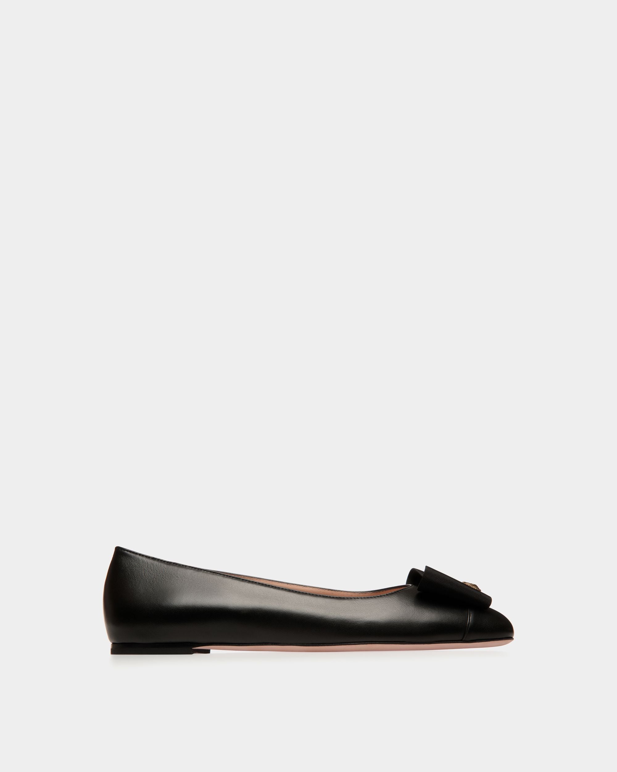 B-Bow Flat in Black Leather - Women's - Bally - 01
