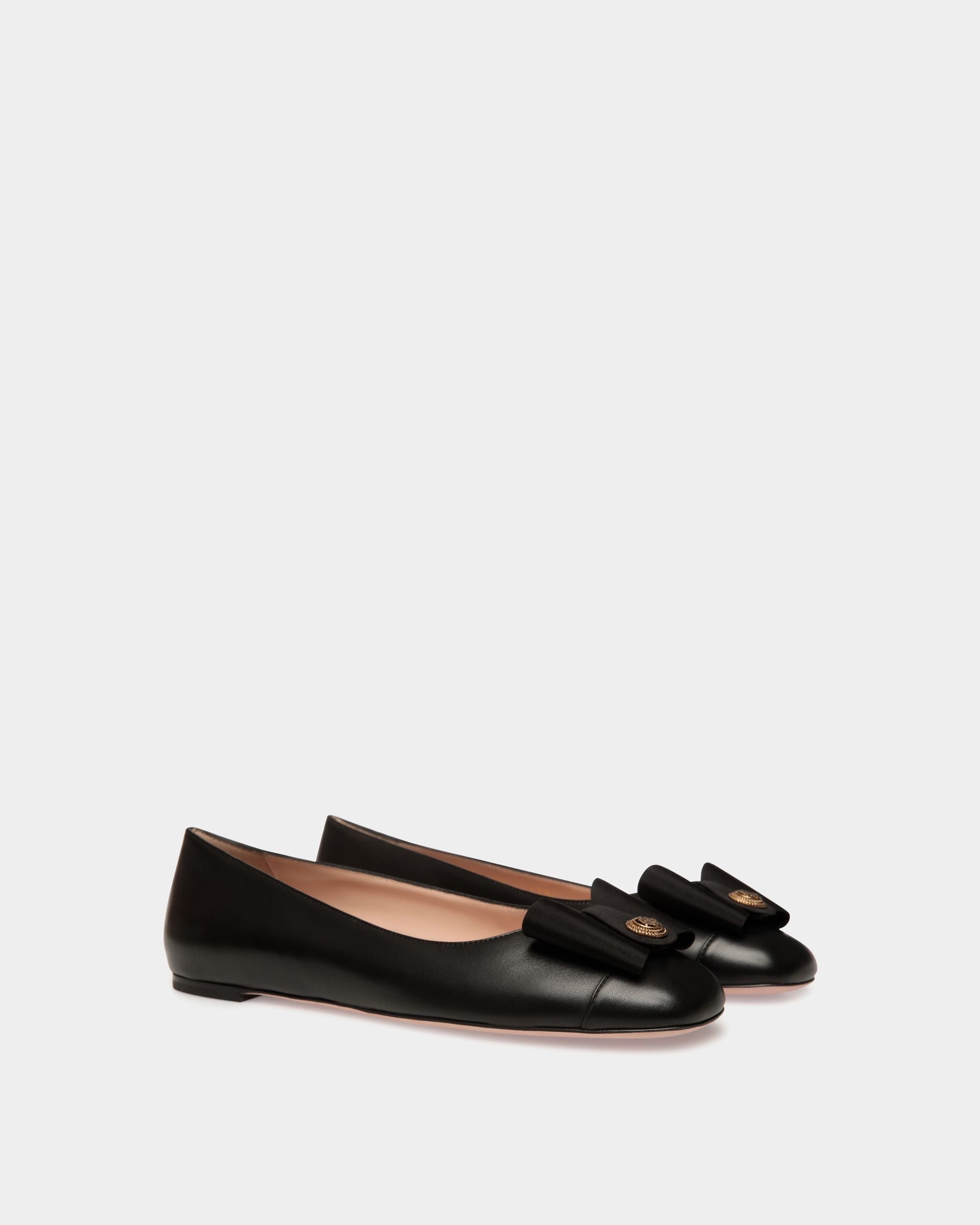B-Bow Flat in Black Leather - Women's - Bally - 03