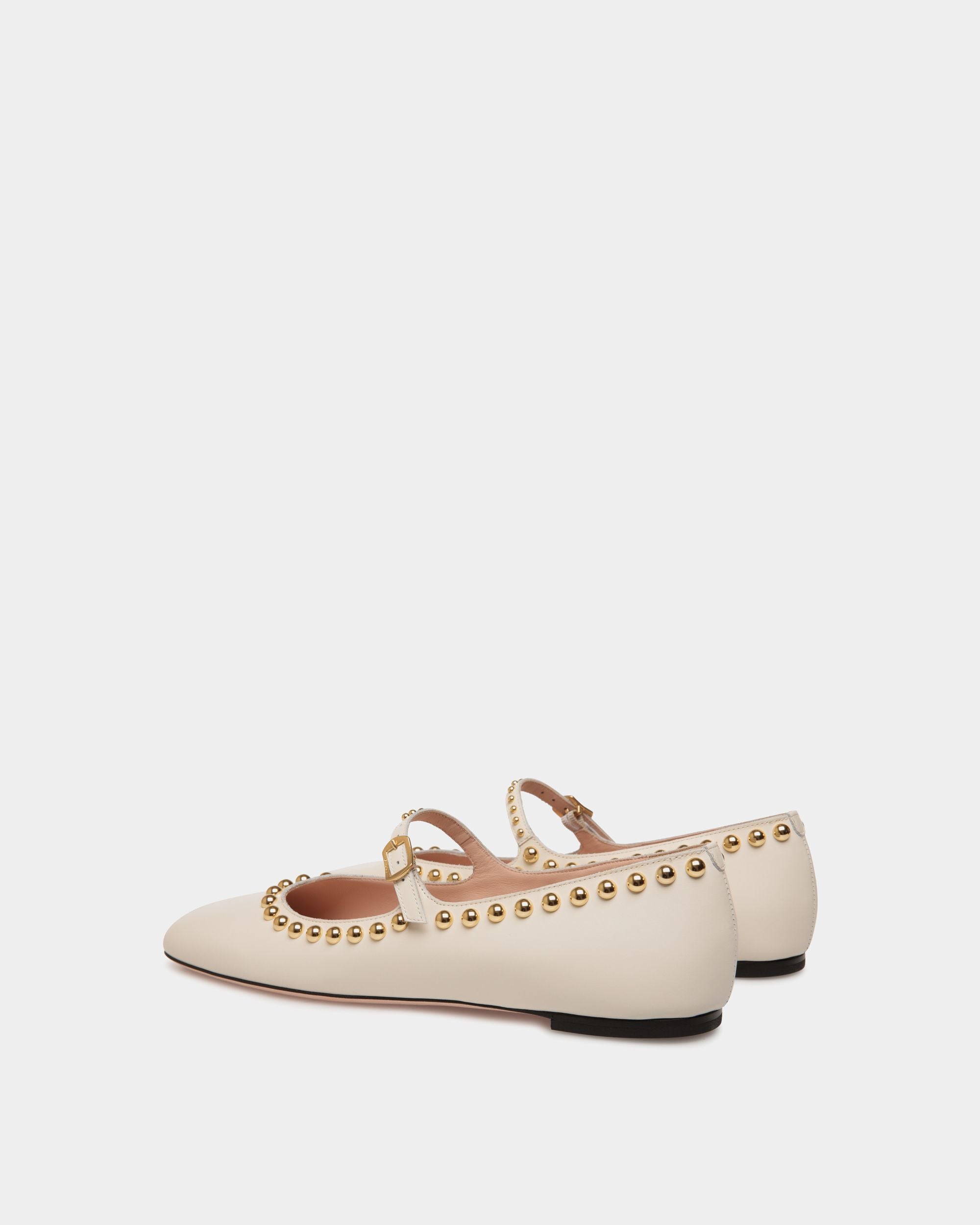 Ballyrina Flat Aus Leder In Elfenbein - Damen - Bally - 04