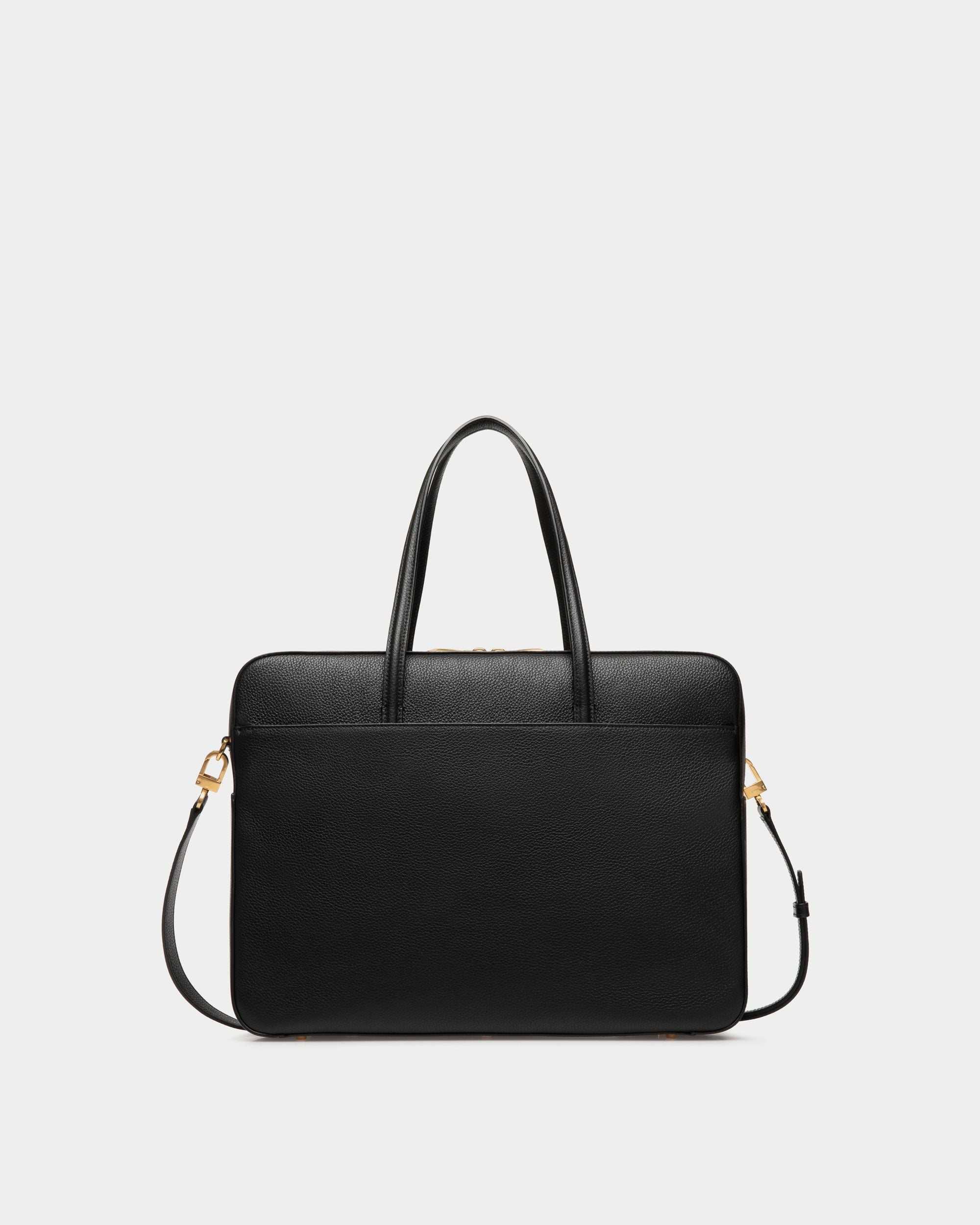 Emblem Business Bag Aus Genarbtem Leder In Schwarz - Damen - Bally - 03
