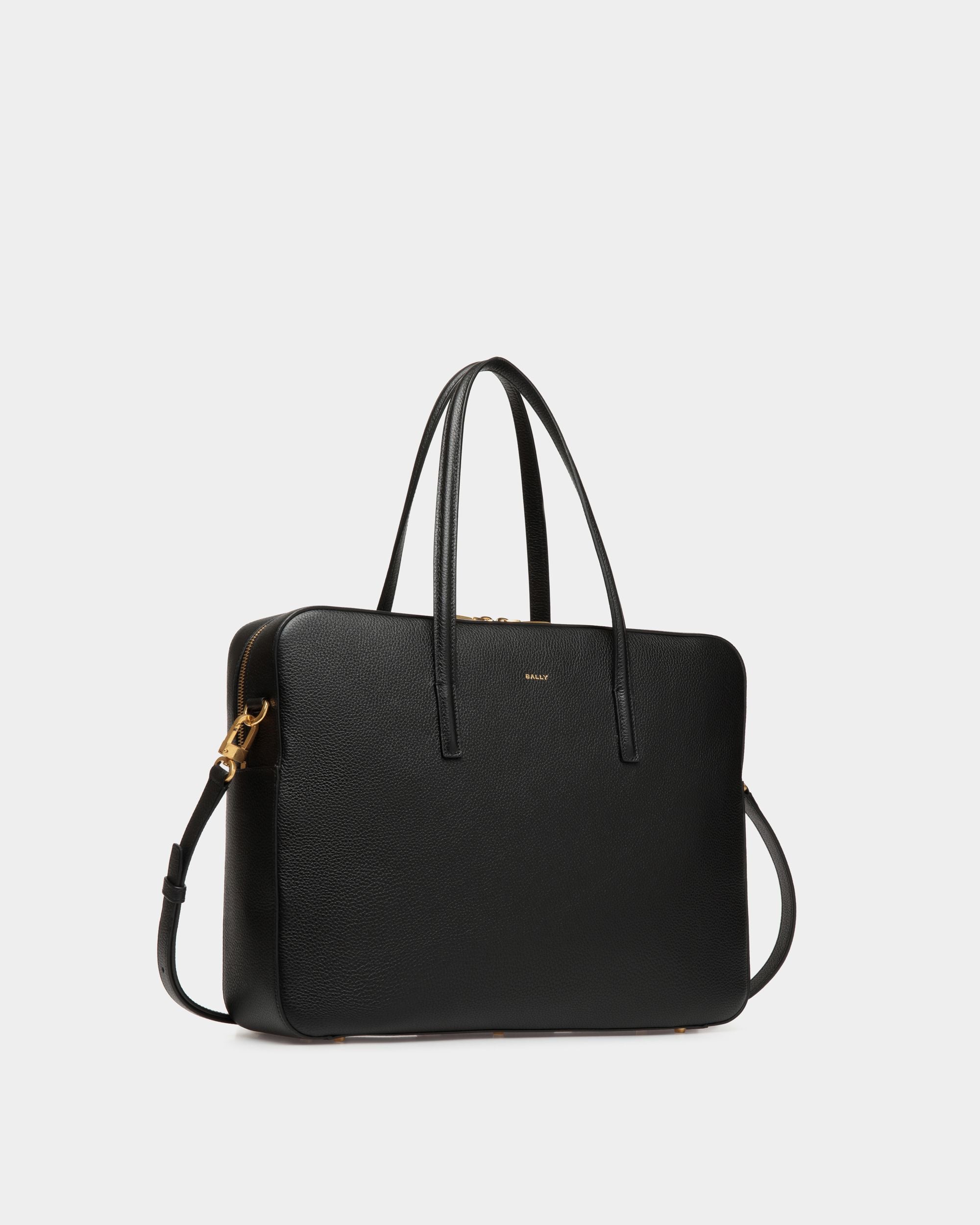 Emblem Business Bag Aus Genarbtem Leder In Schwarz - Damen - Bally - 04