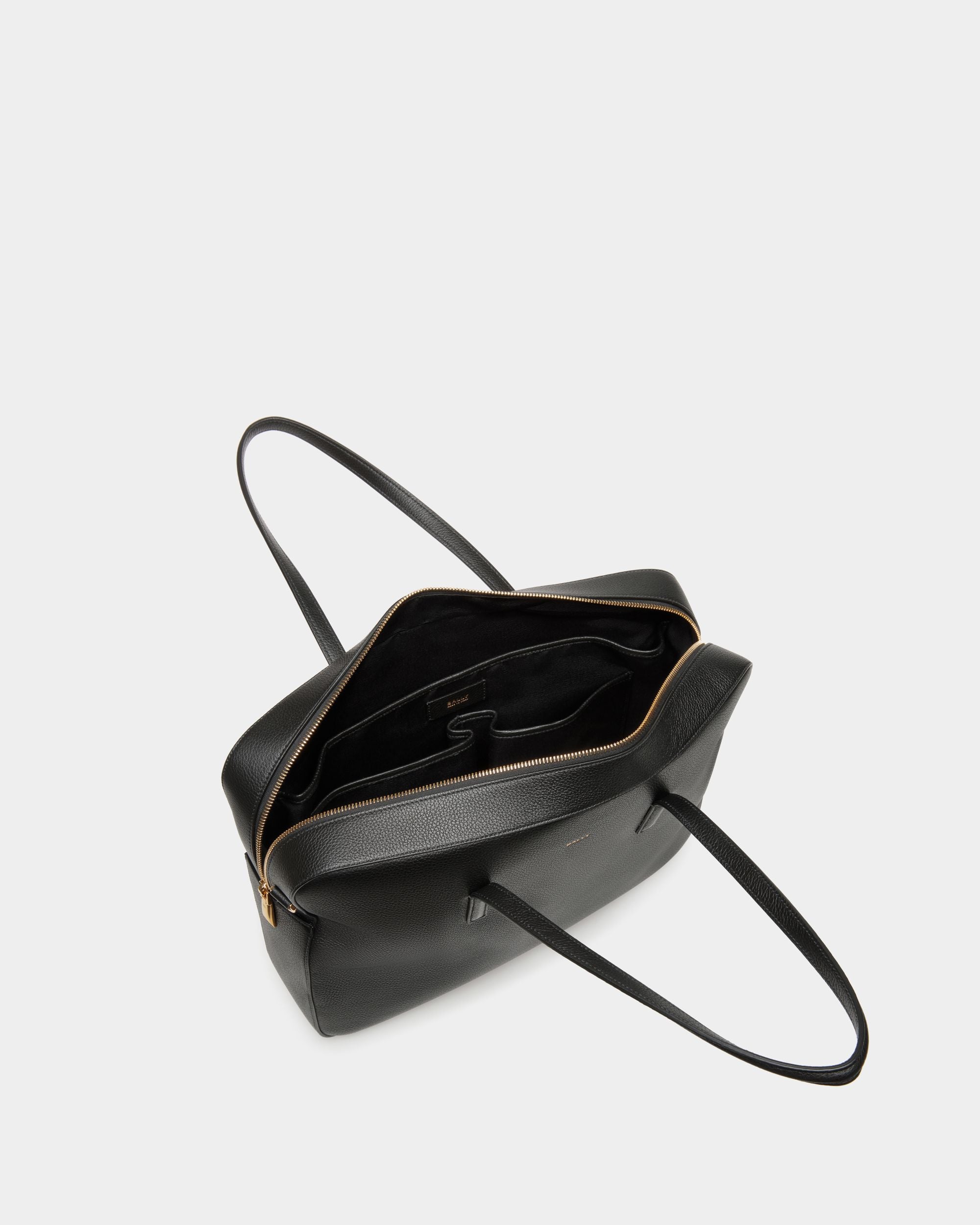 Emblem Business Bag Aus Genarbtem Leder In Schwarz - Damen - Bally - 05