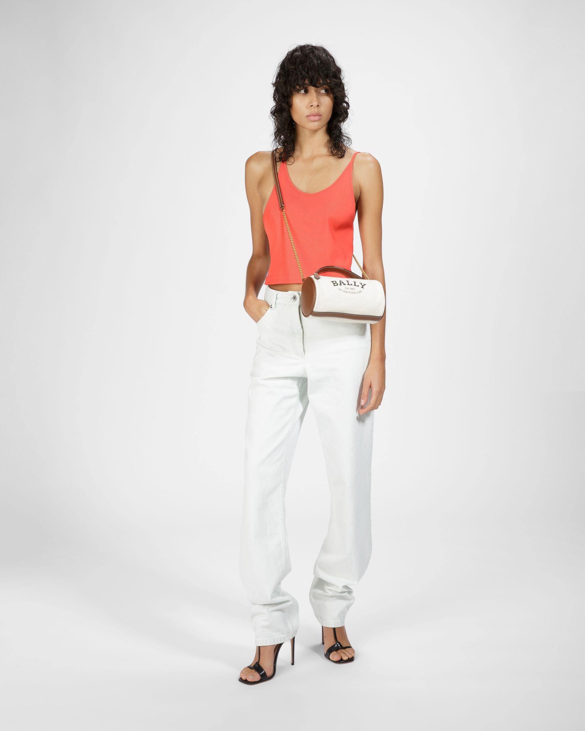 Calyn Sac À Bandoulière En Tissu Couleur Naturelle - Femme - Bally - 06