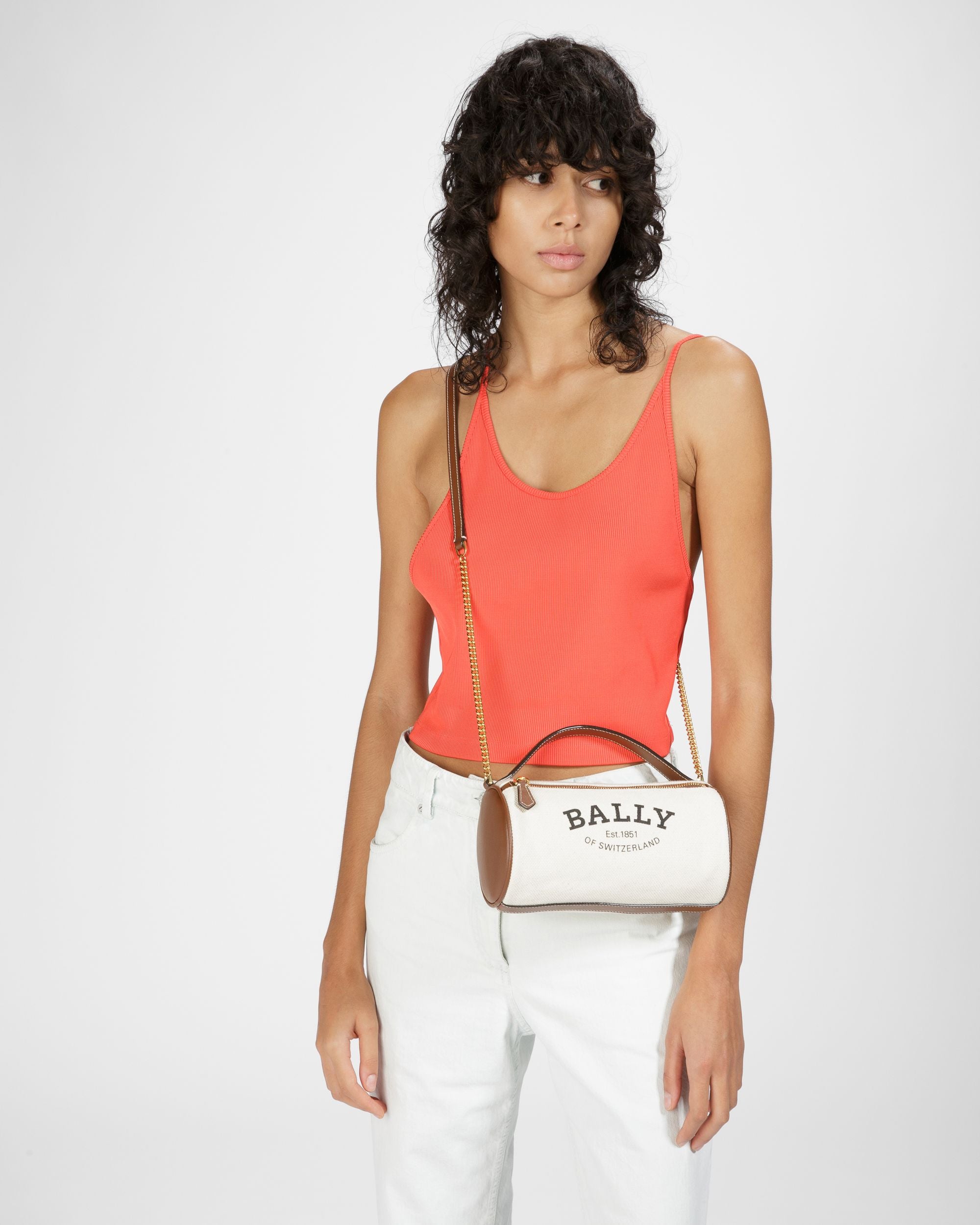 Calyn Sac À Bandoulière En Tissu Couleur Naturelle - Femme - Bally - 08