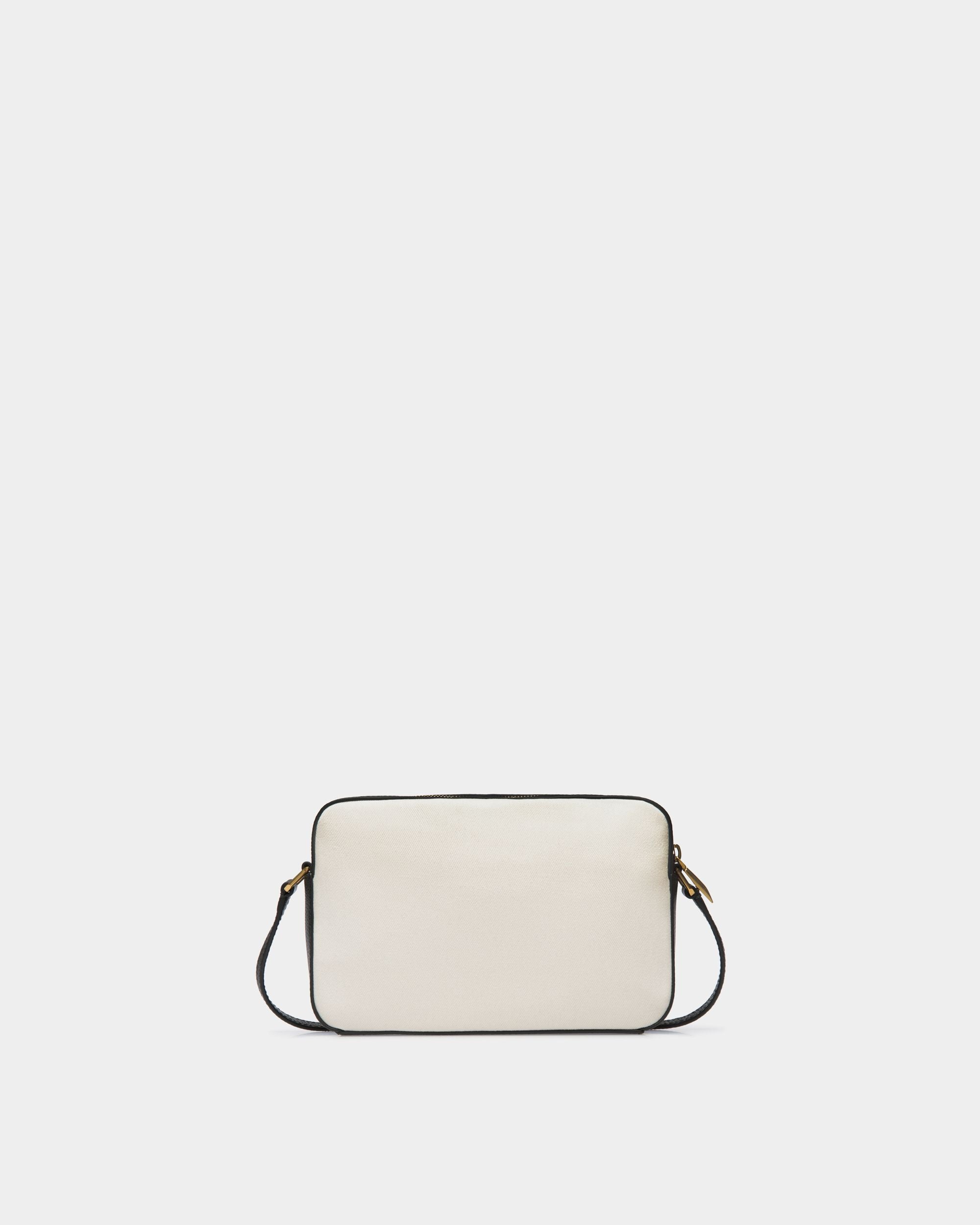 Borsa A Tracolla Bar In Tessuto Bianco E Pelle Nera - Donna - Bally - 02