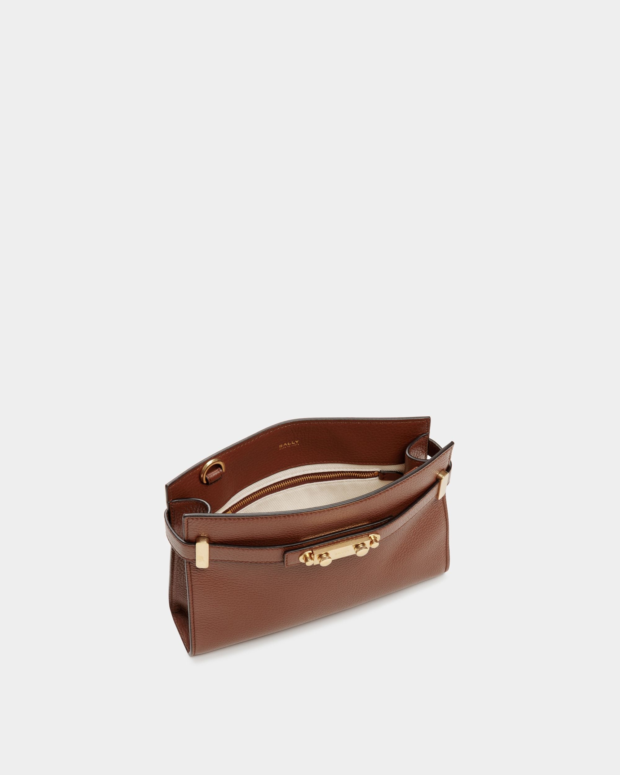 Borsa A Tracolla Carriage In Pelle Zigrinata Marrone - Donna - Bally - 04