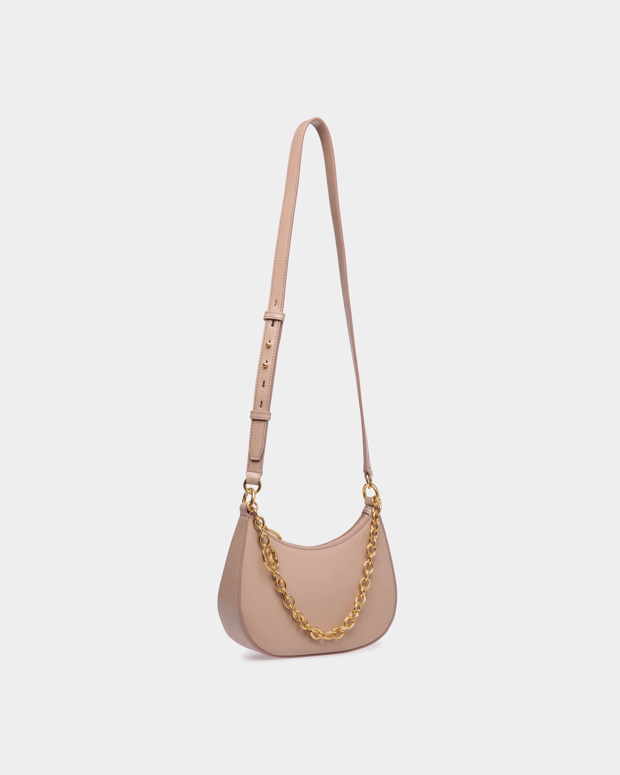 Emblem Mini Crossbody Bag In Light Beige Brushed Leather - Women's - Bally - 03